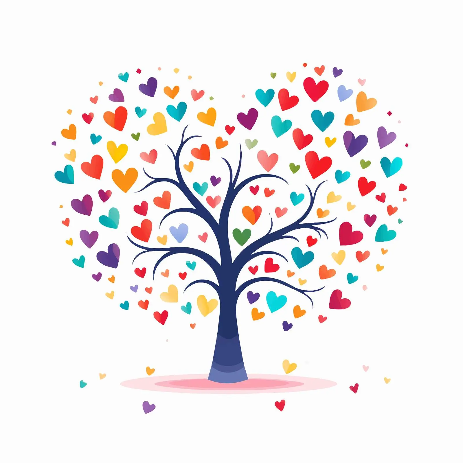 Minimalist New Year Card with Rainbow Hearts – free tree illustration image from Dotvec