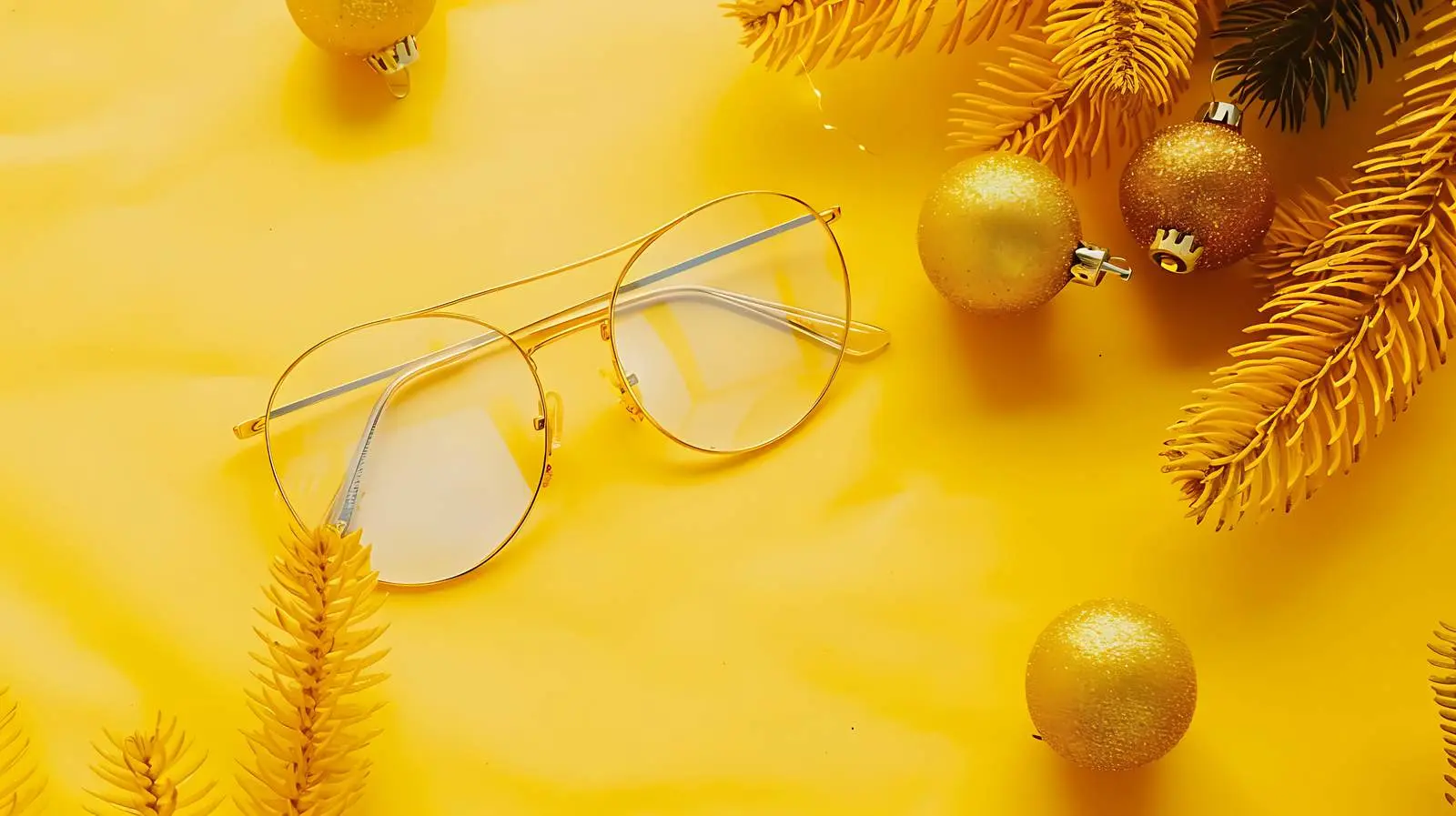 Funny Christmas Eyeglasses on Yellow Background – free funny image from Dotvec