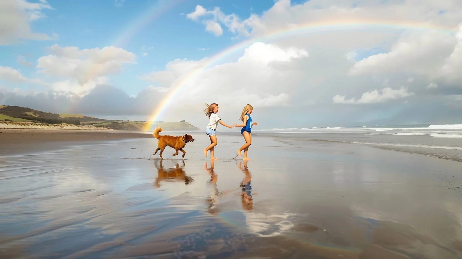 Tranquil New Zealand Coast with Kids and Dog — free download from Dotvec