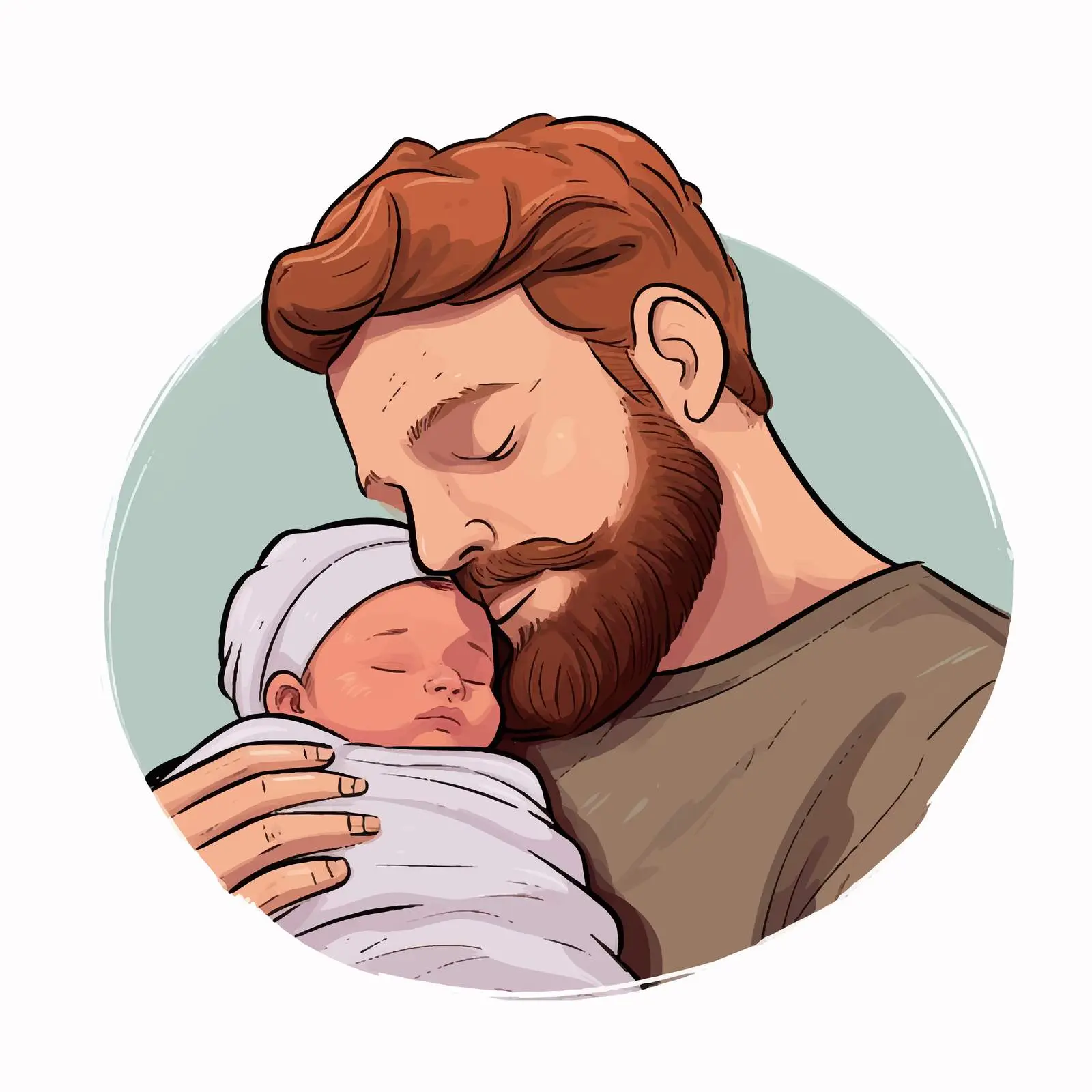 Newborn Baby Sleeping in Father's Embrace Postcard — free download from Dotvec