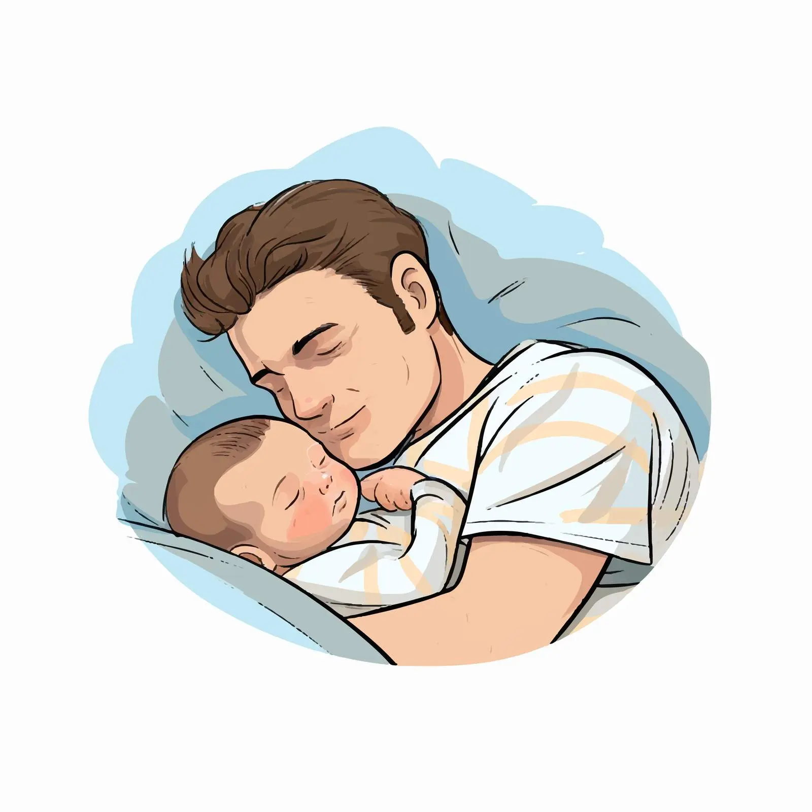 Newborn Baby Asleep in Father's Arms Postcard — free download from Dotvec