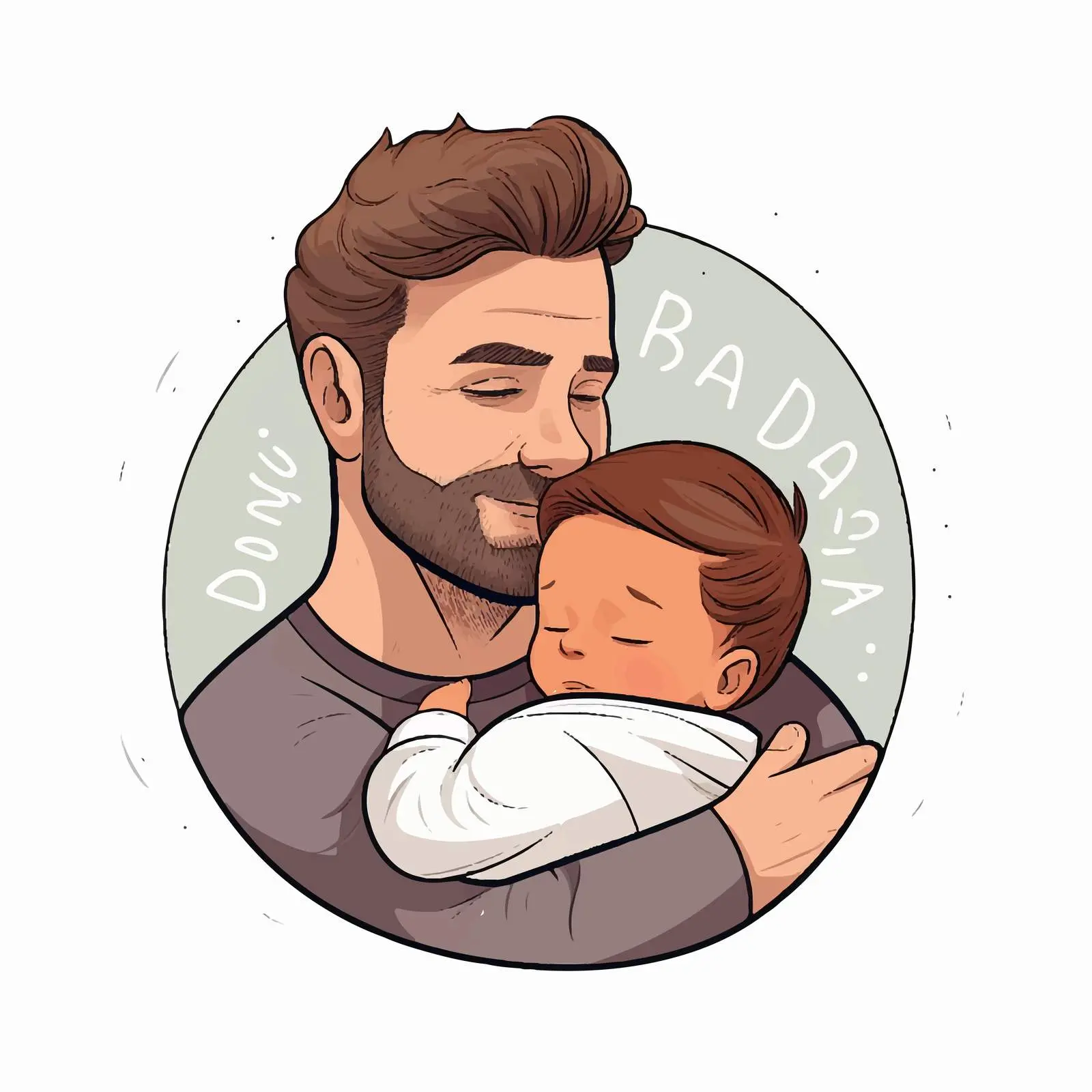 Newborn Baby Sleeping in Father's Arms Postcard — free download from Dotvec