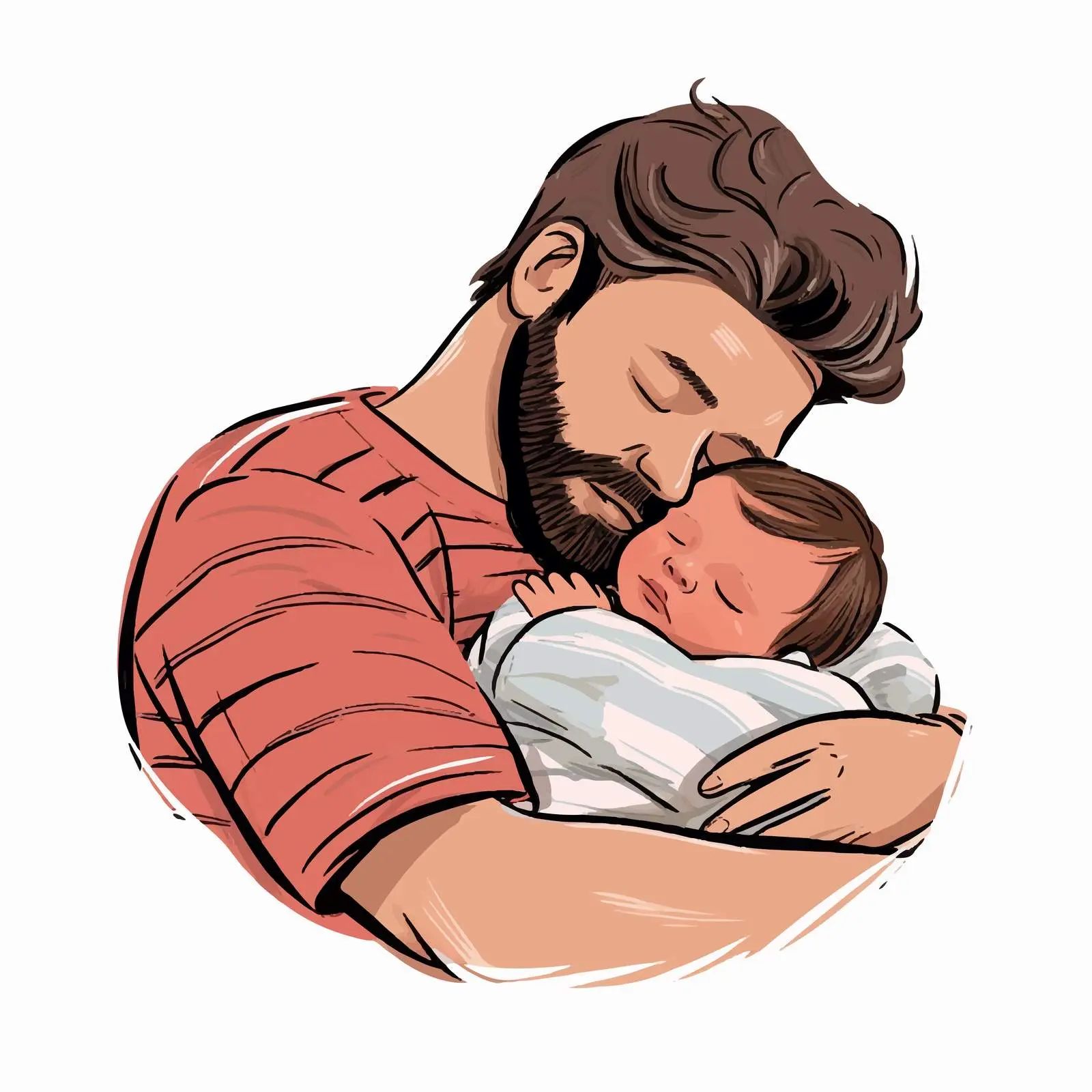 Newborn Baby Asleep in Father's Arms Vector — free download from Dotvec