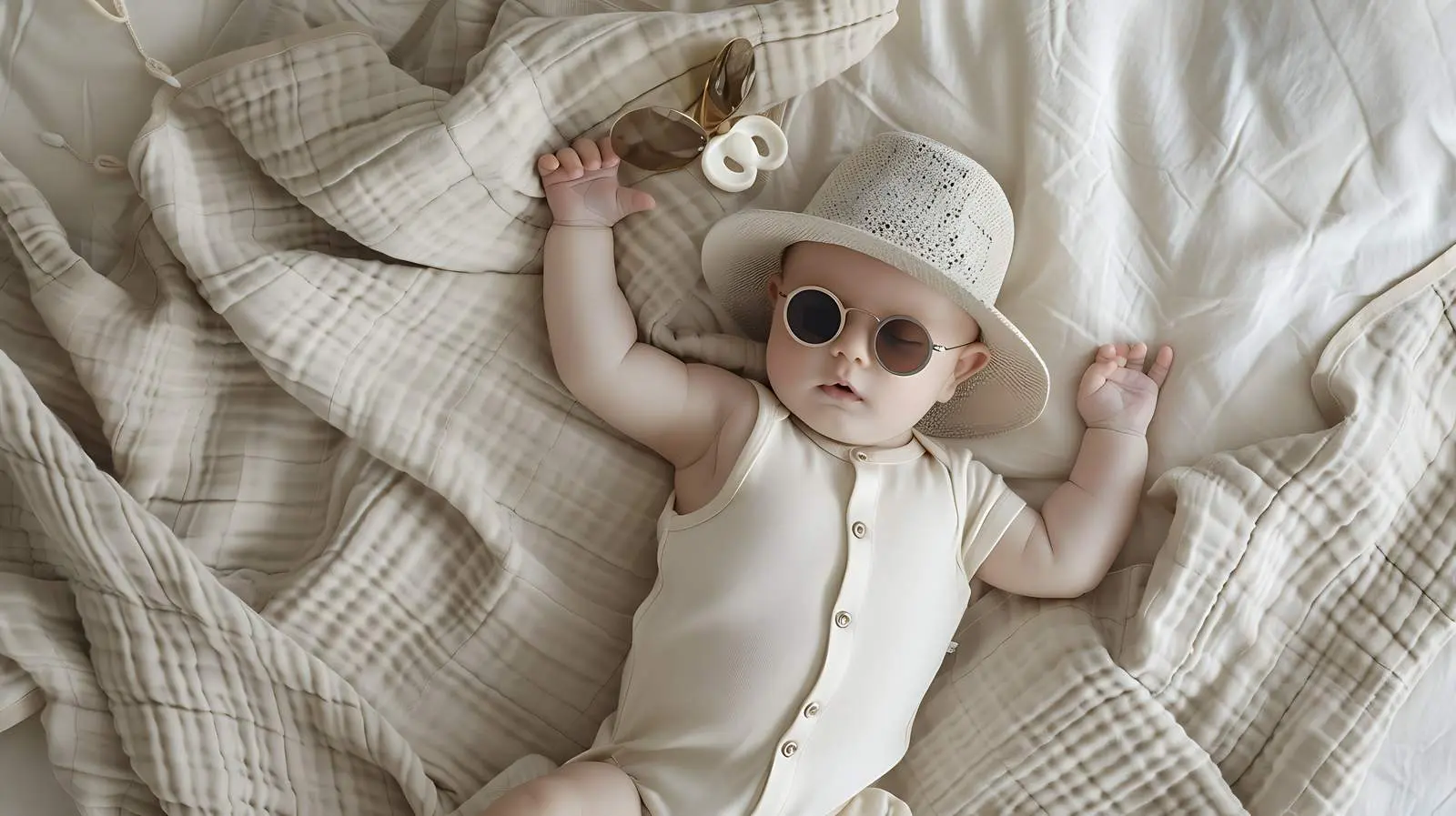 Stylish Newborn Baby in Bodysuit with Accessories — free download from Dotvec