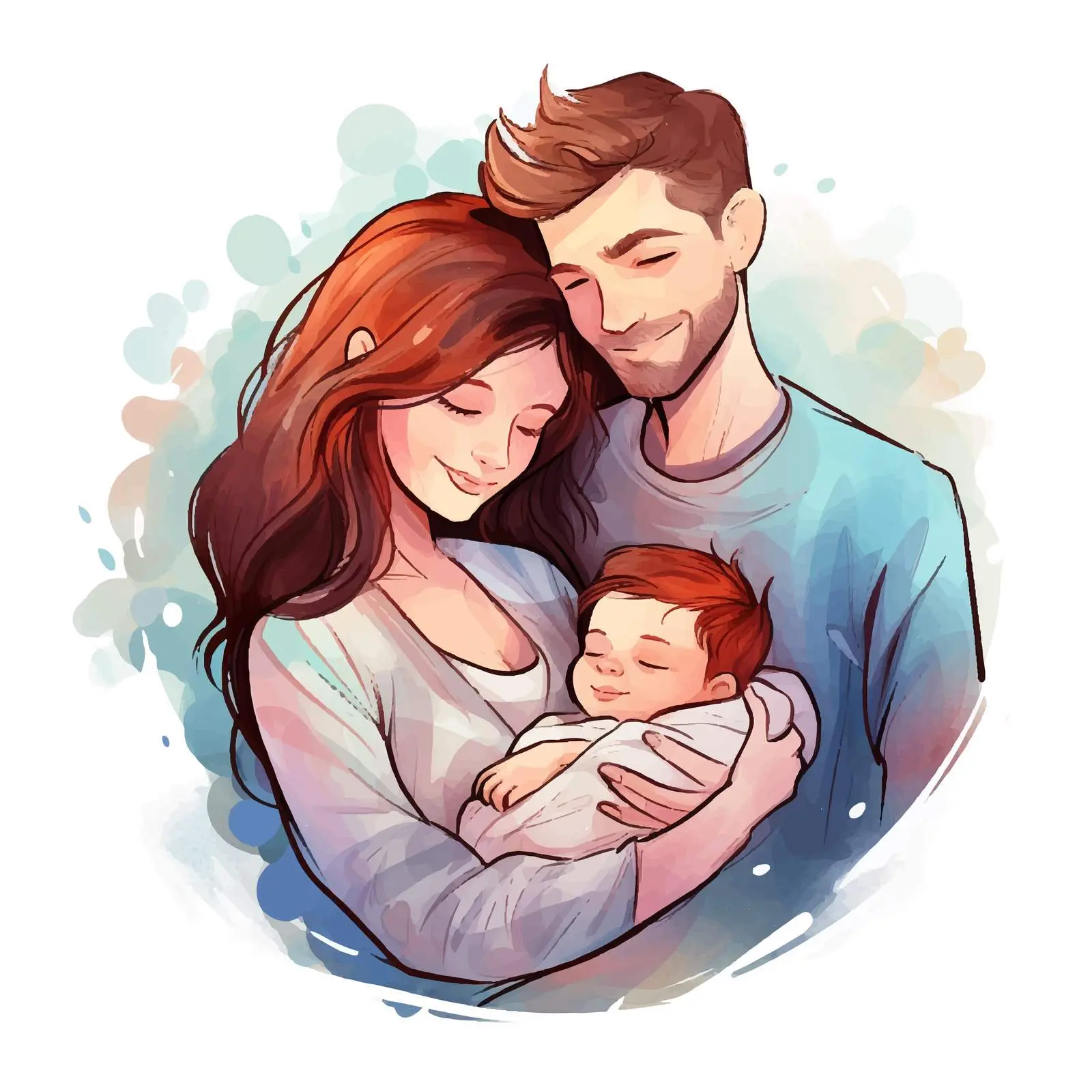 Newborn Baby with Loving Young Parents — free download from Dotvec