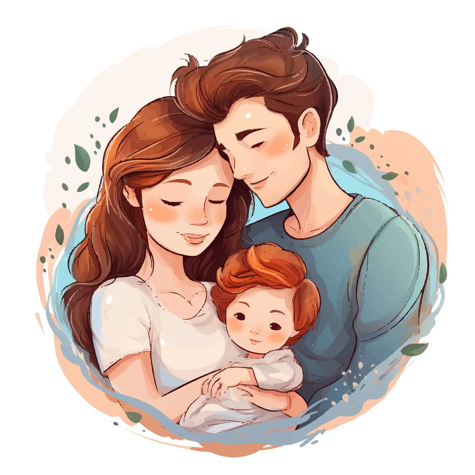 Newborn Baby with Loving Young Parents – free parental love image from Dotvec