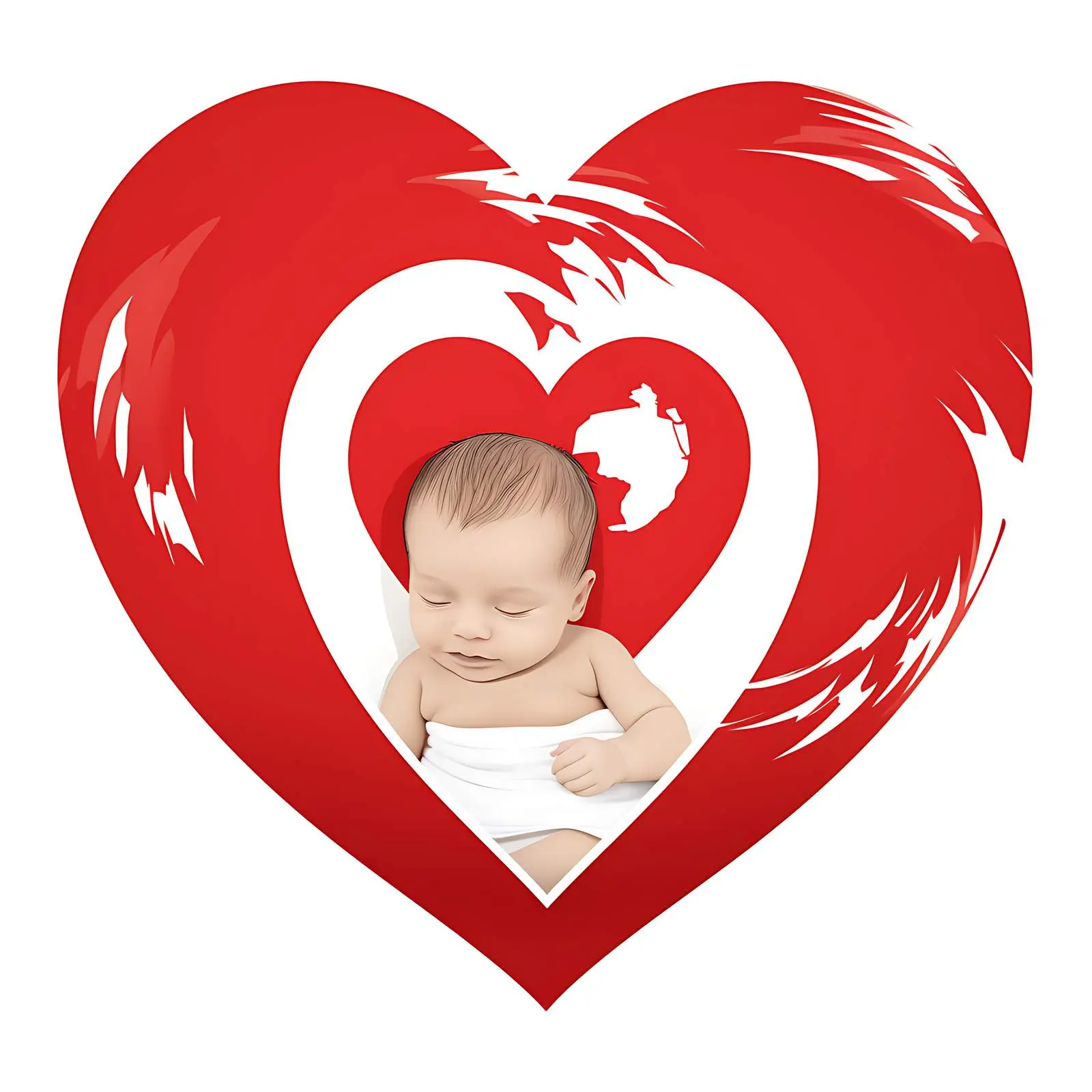 Newborn Portrait on Heart with National Flag Colors — free download from Dotvec