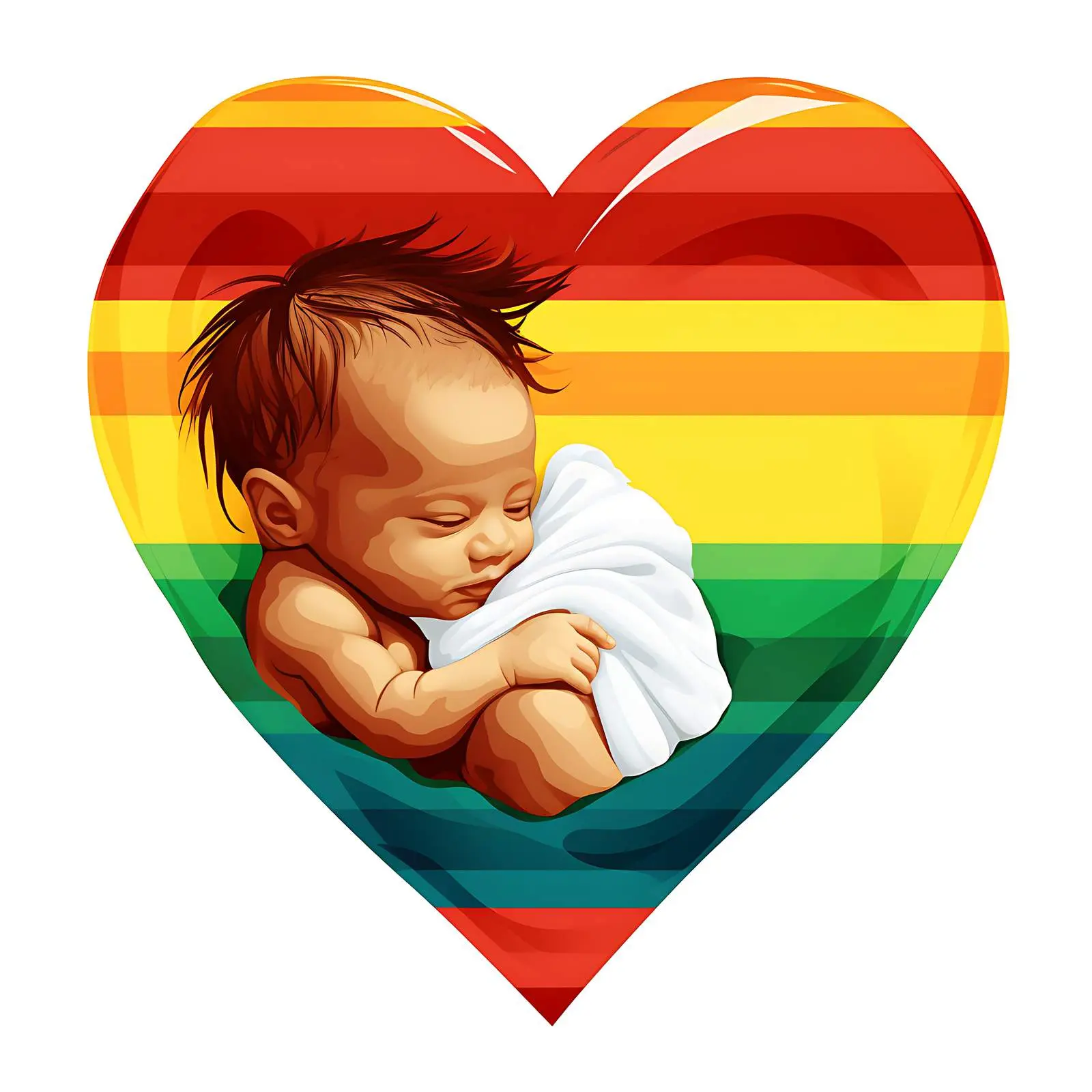 Newborn Portrait on Heart with National Flag Colors — free download from Dotvec