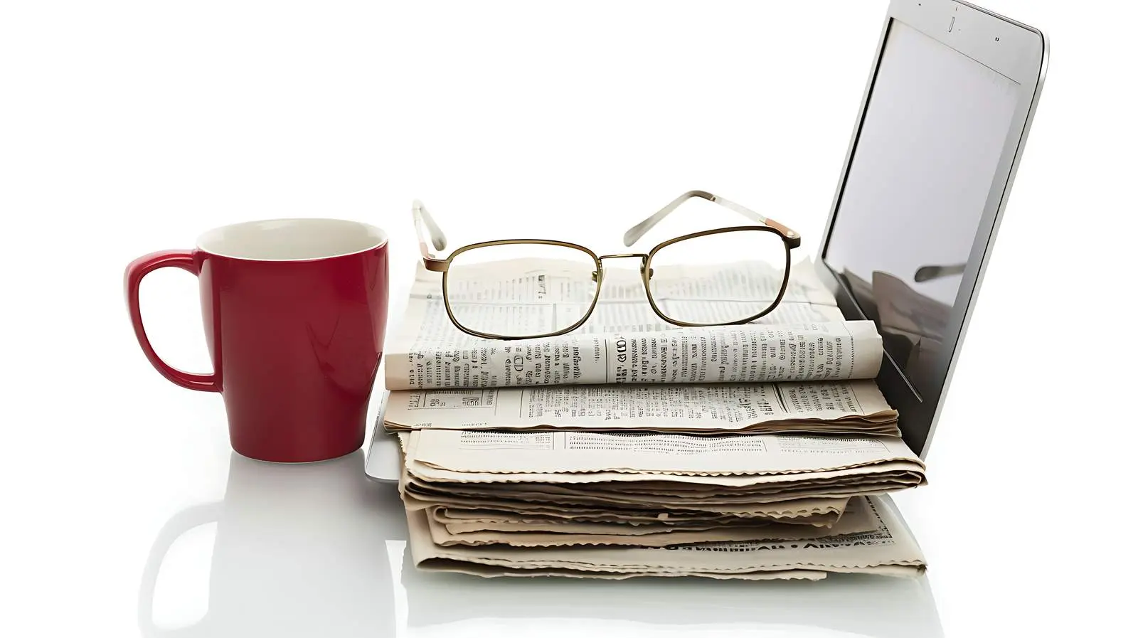 Eyeglasses, Cup, and Laptop on White Background — free download from Dotvec