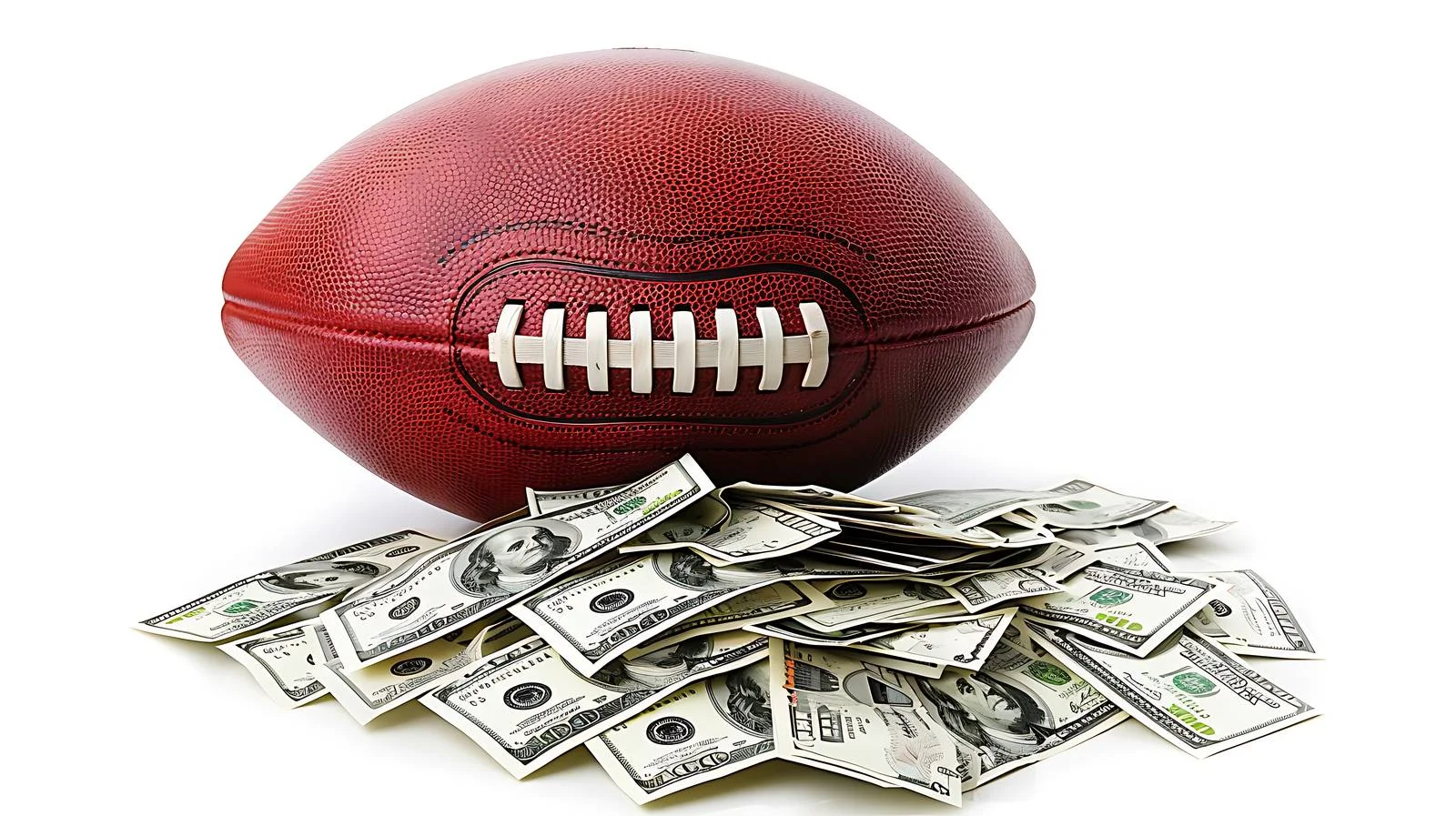 NFL Football and Money Stack on Field — free download from Dotvec