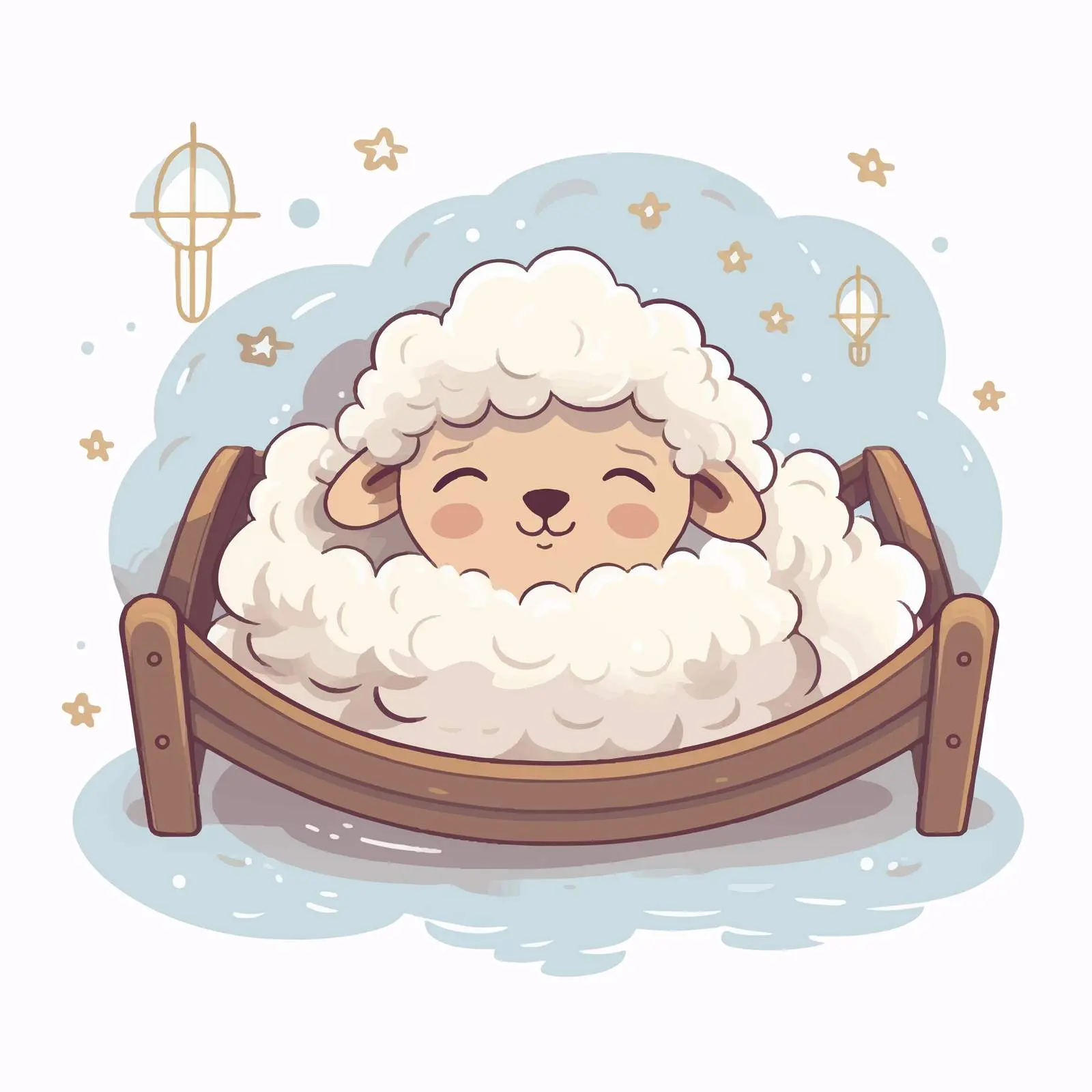 Cute Sheep in Bed Good Night Illustration — free download from Dotvec