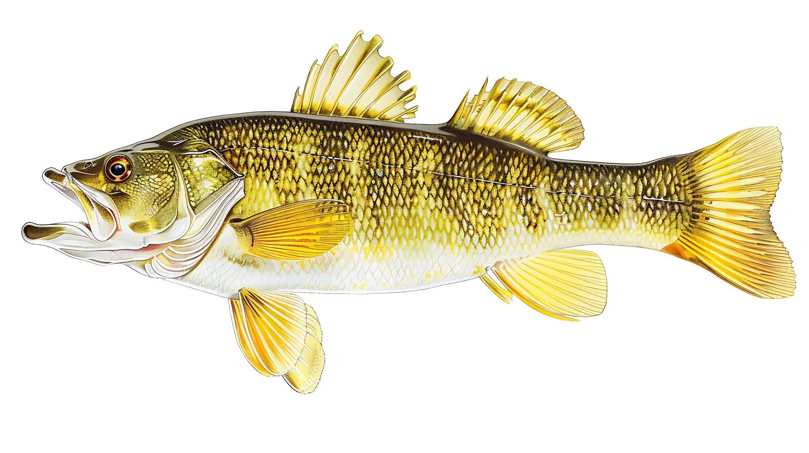 Elegant Walleye on White Background — free download from Dotvec