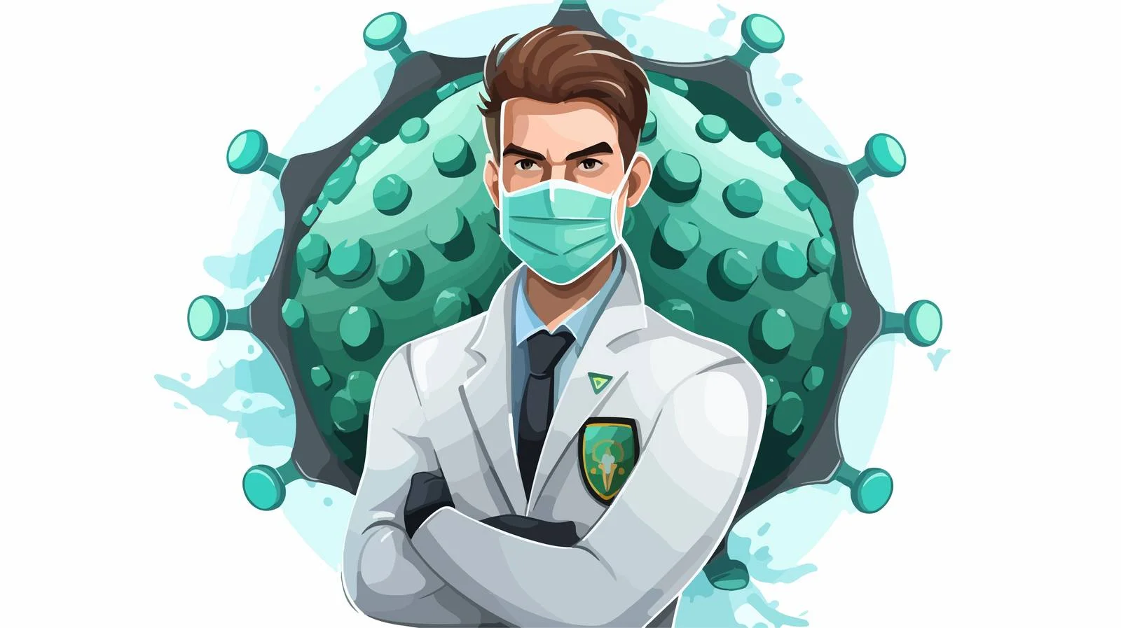 Professional Doctor with Shield and Fire — free download from Dotvec