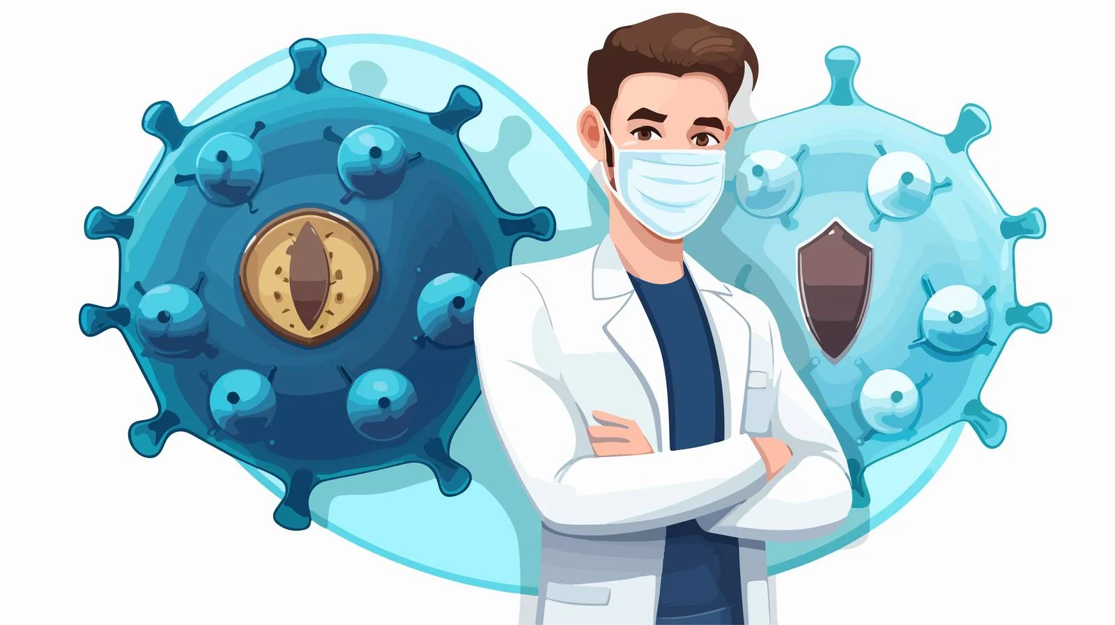 Confident Doctor with Shield and Files — free download from Dotvec