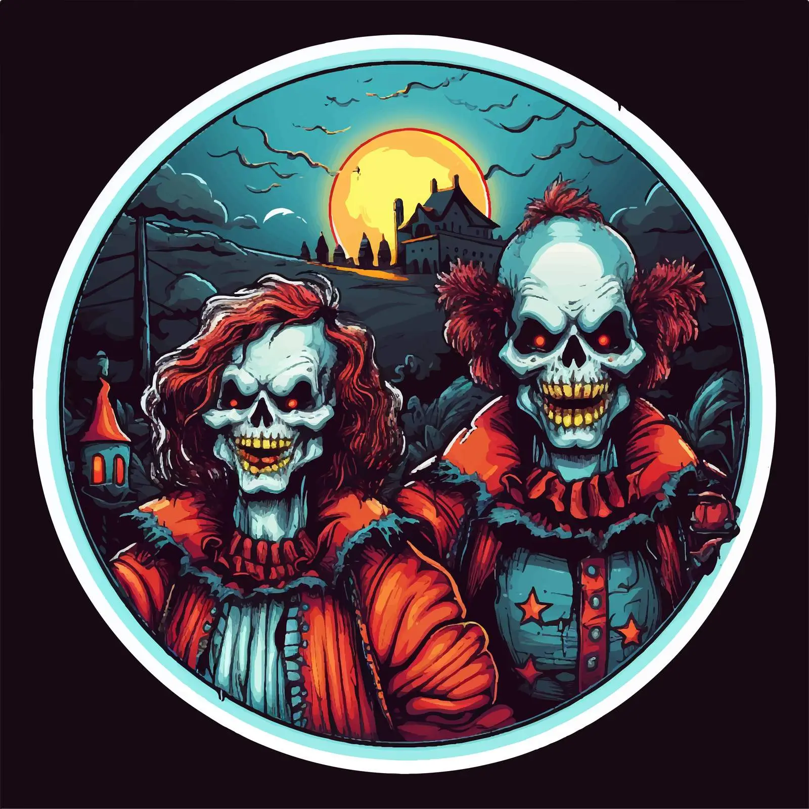Creepy Clowns Halloween Illustration — free download from Dotvec