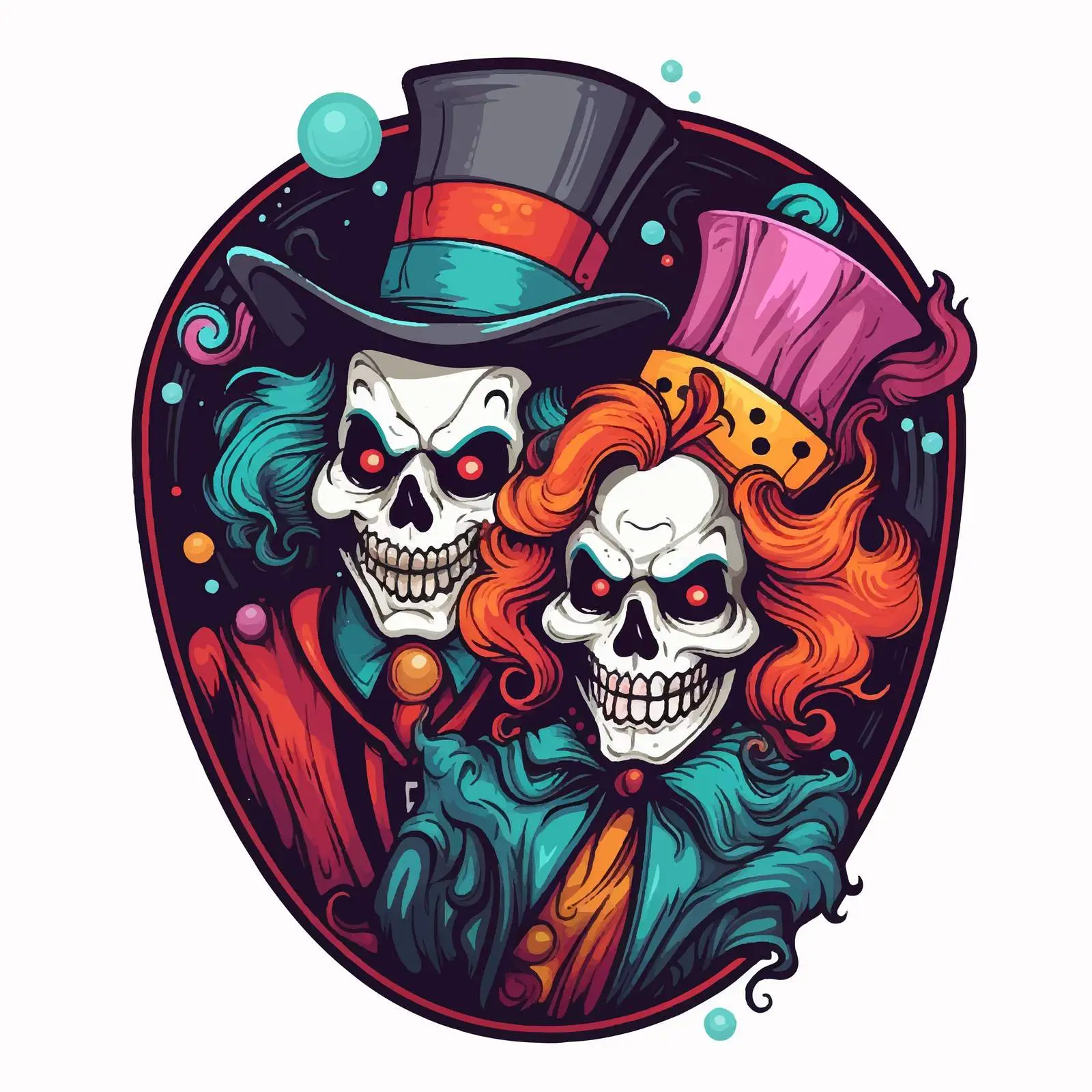 Creepy Clowns Illustration for Halloween — free download from Dotvec