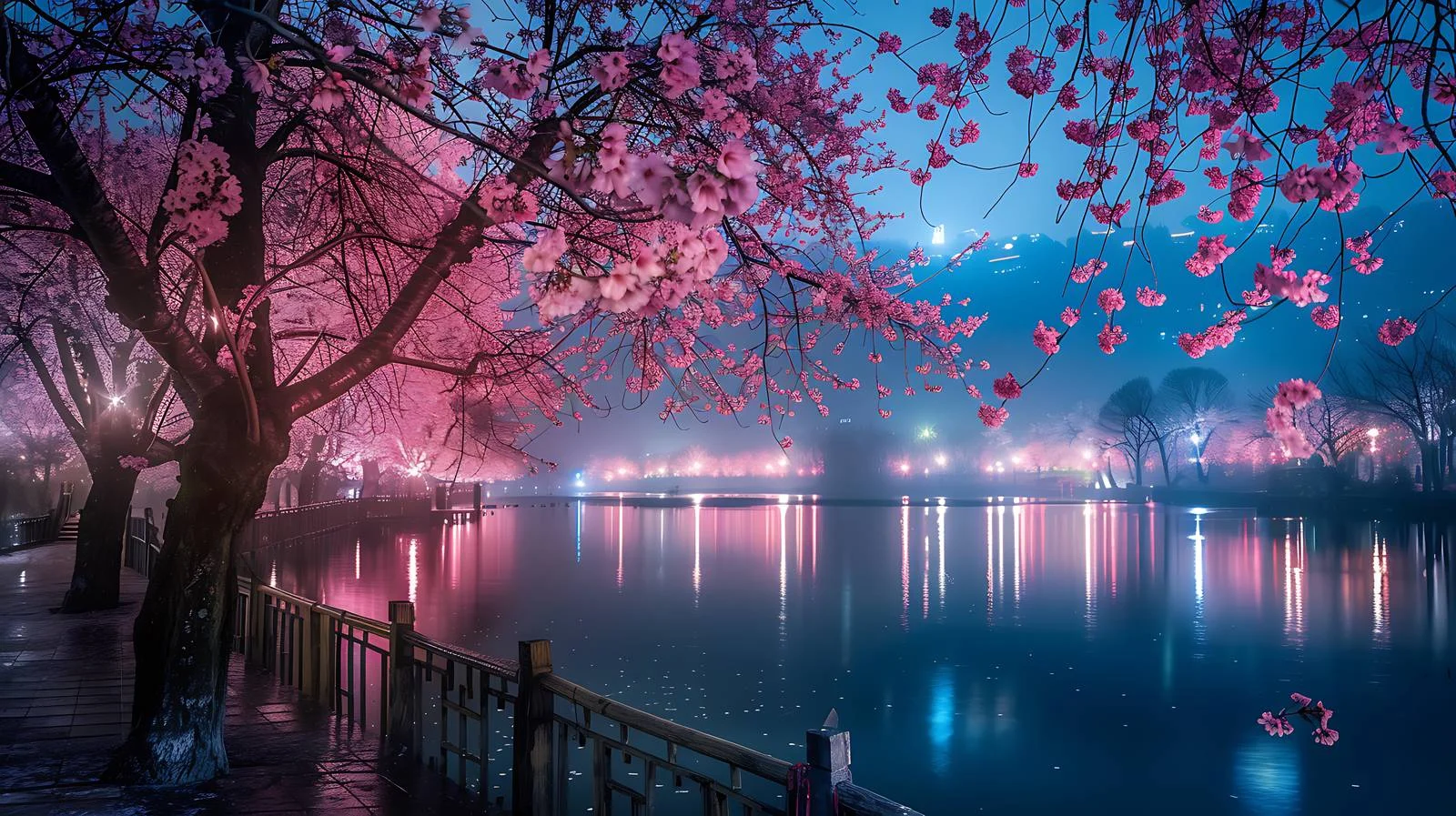 Enchanting Cherry Blossom Night in Yuantouzhu — free download from Dotvec