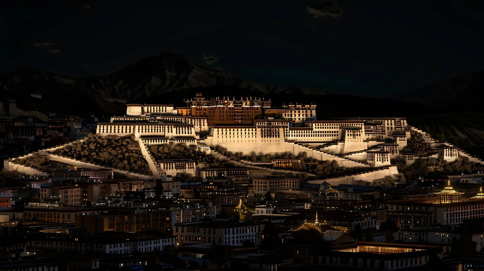 Serene Night View of Potala Palace — free download from Dotvec