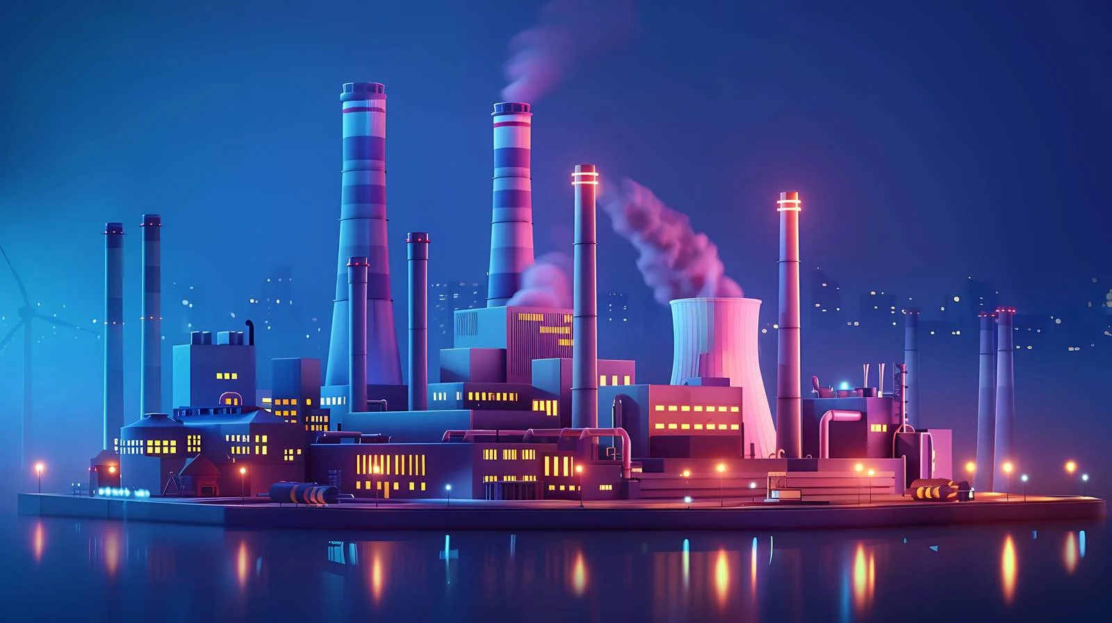 Industrial power plant at night isolated on white background — free download from Dotvec