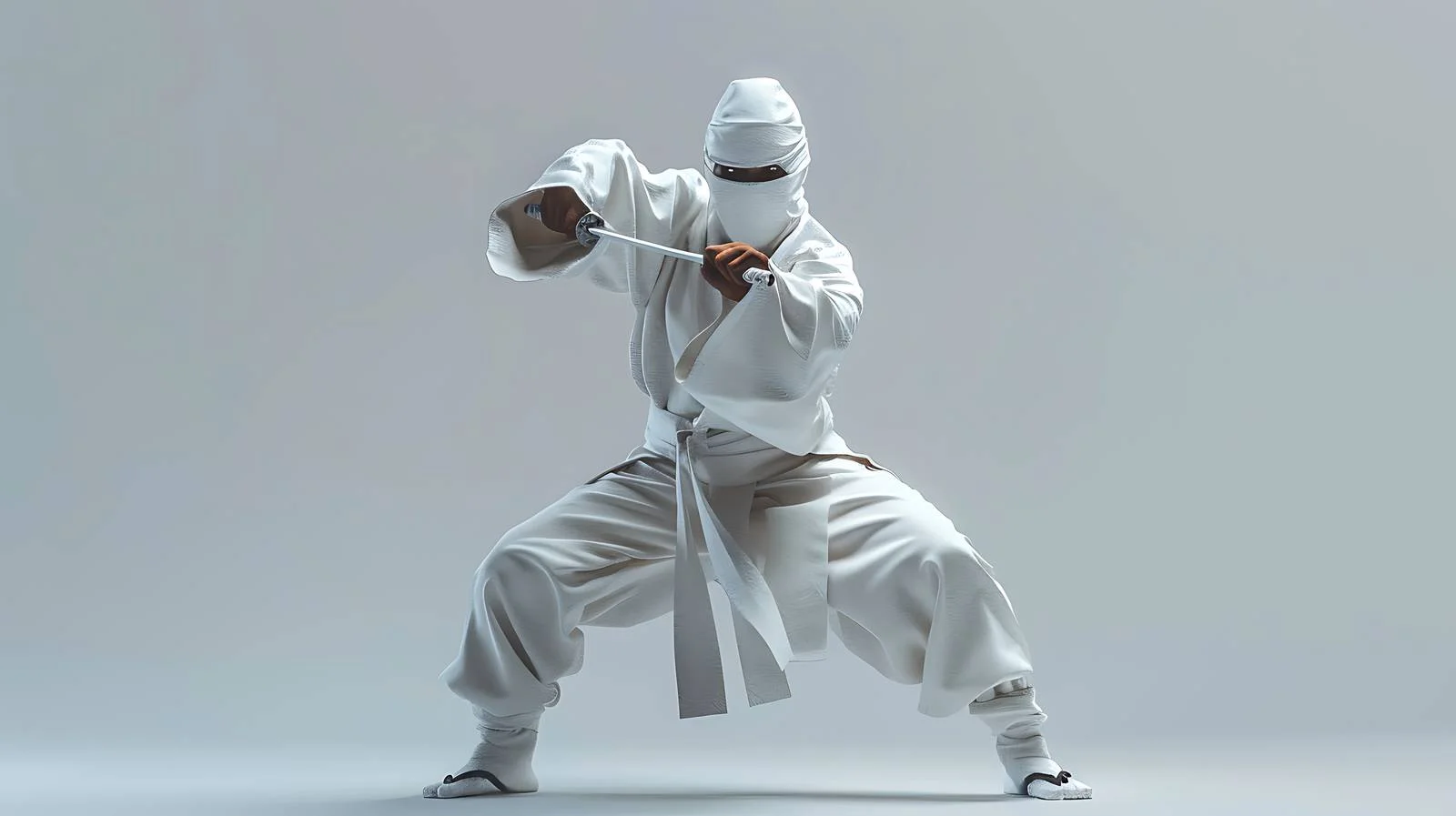 Dynamic Ninja Poses on Gray Background — free download from Dotvec