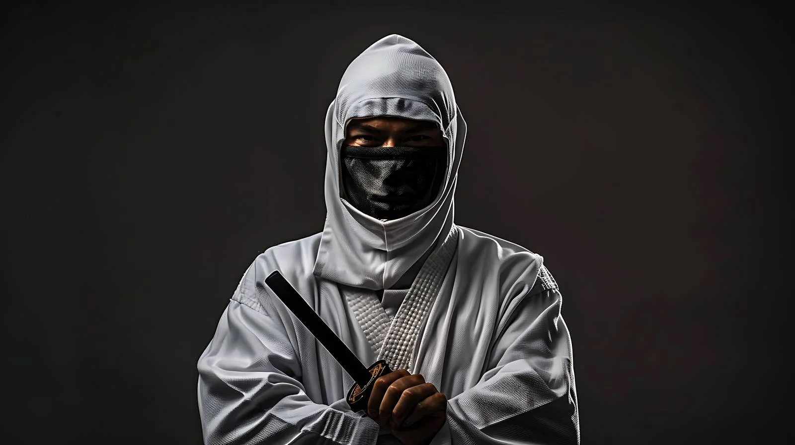 Stealthy Ninja Strikes Pose on Dark Background — free download from Dotvec