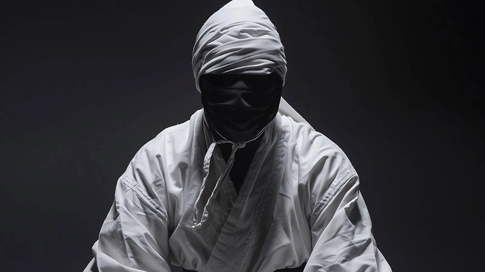 Stealthy Ninja Captured in Black Background Pose — free download from Dotvec