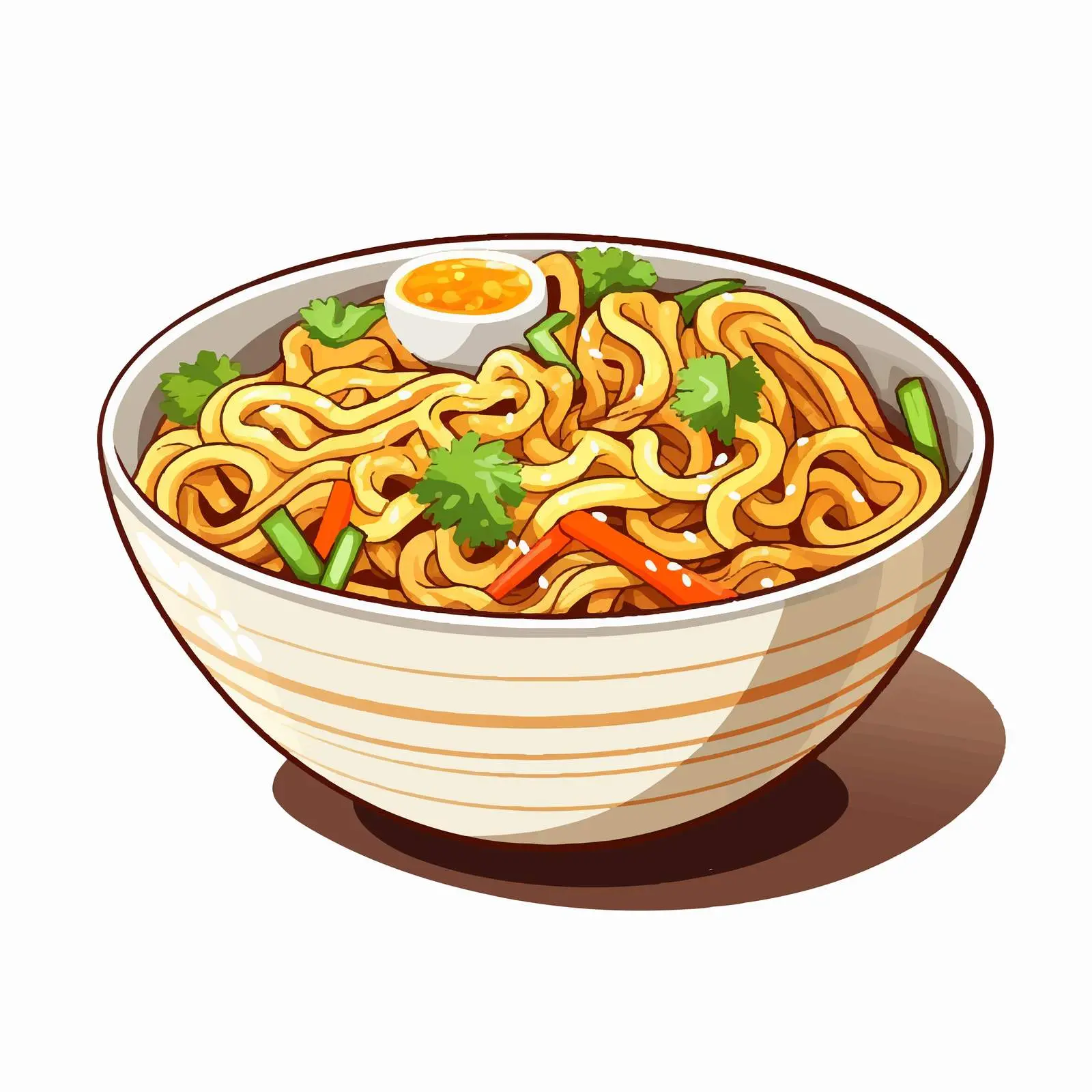 Noodles Line Vector Illustration on White Background – free asian cuisine image from Dotvec