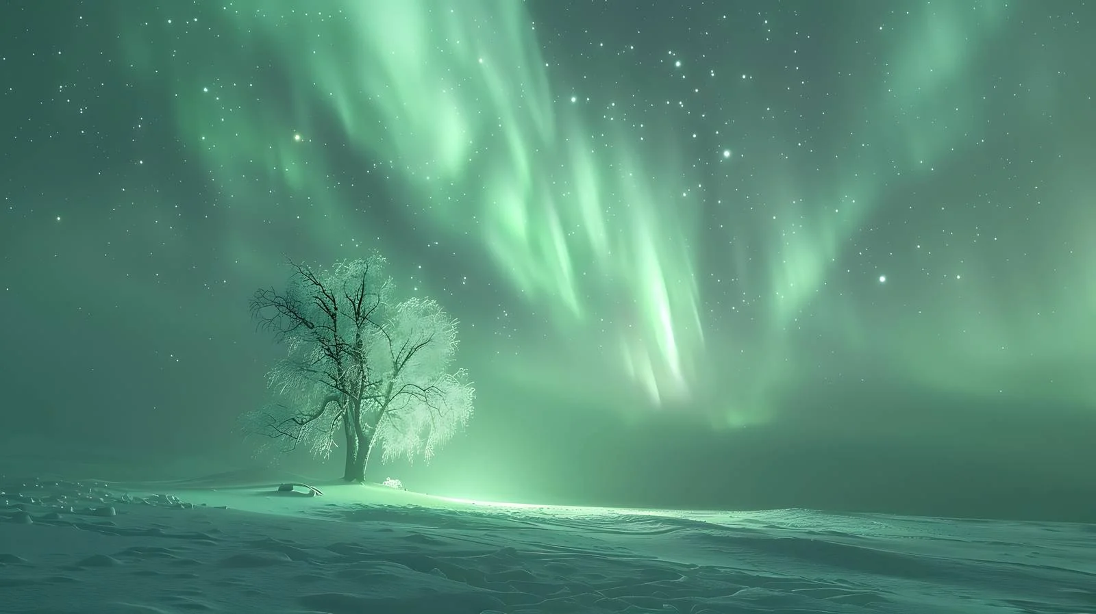 Enchanting Northern Lights Above Isolated Winter Scene — free download from Dotvec
