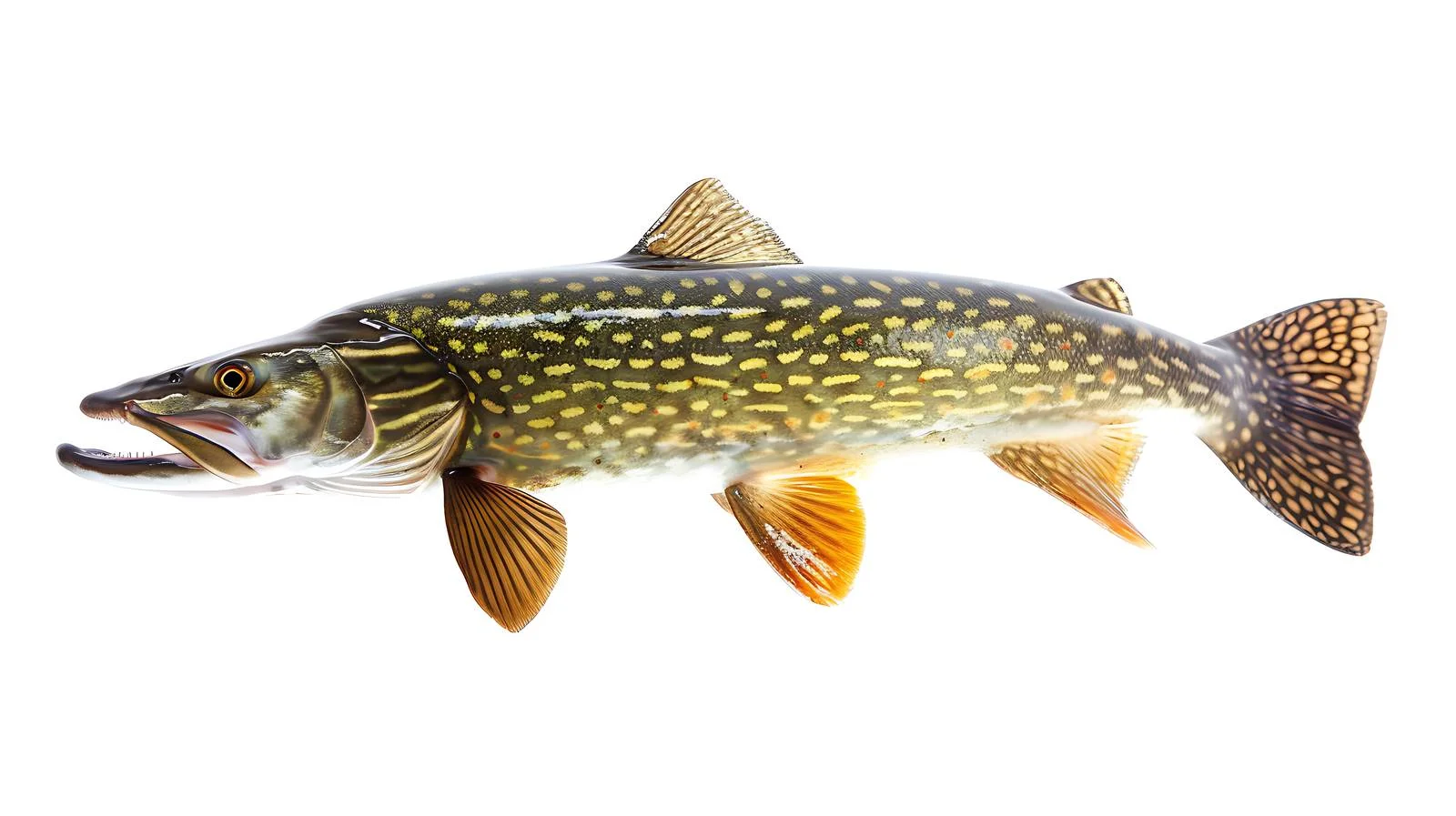 Solitary Northern Pike on White Background — free download from Dotvec