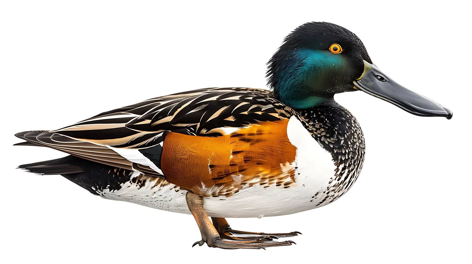 Isolated Northern Shoveler Bird with Identification — free download from Dotvec