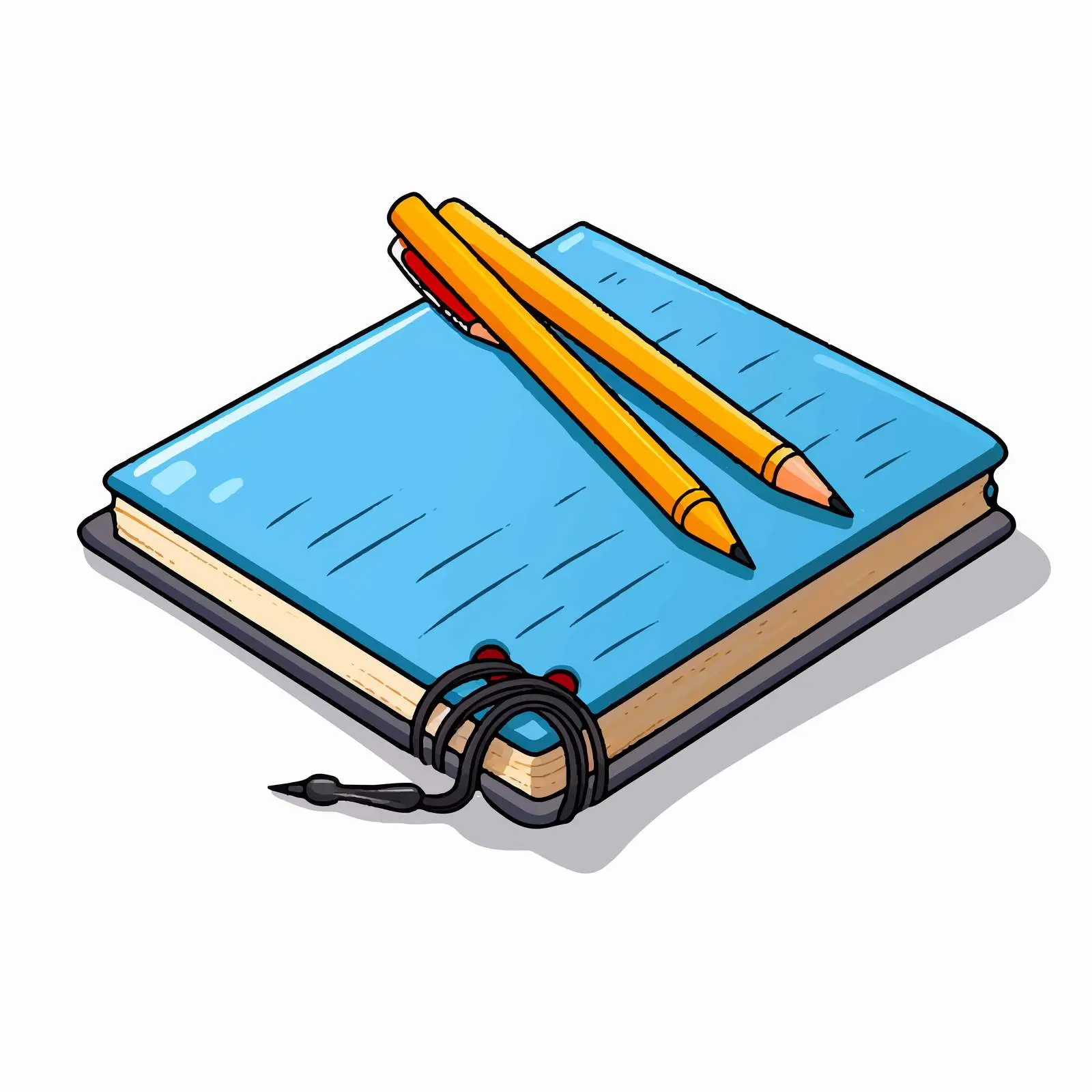 Cartoon School Notebook with Pencil and Pens — free download from Dotvec