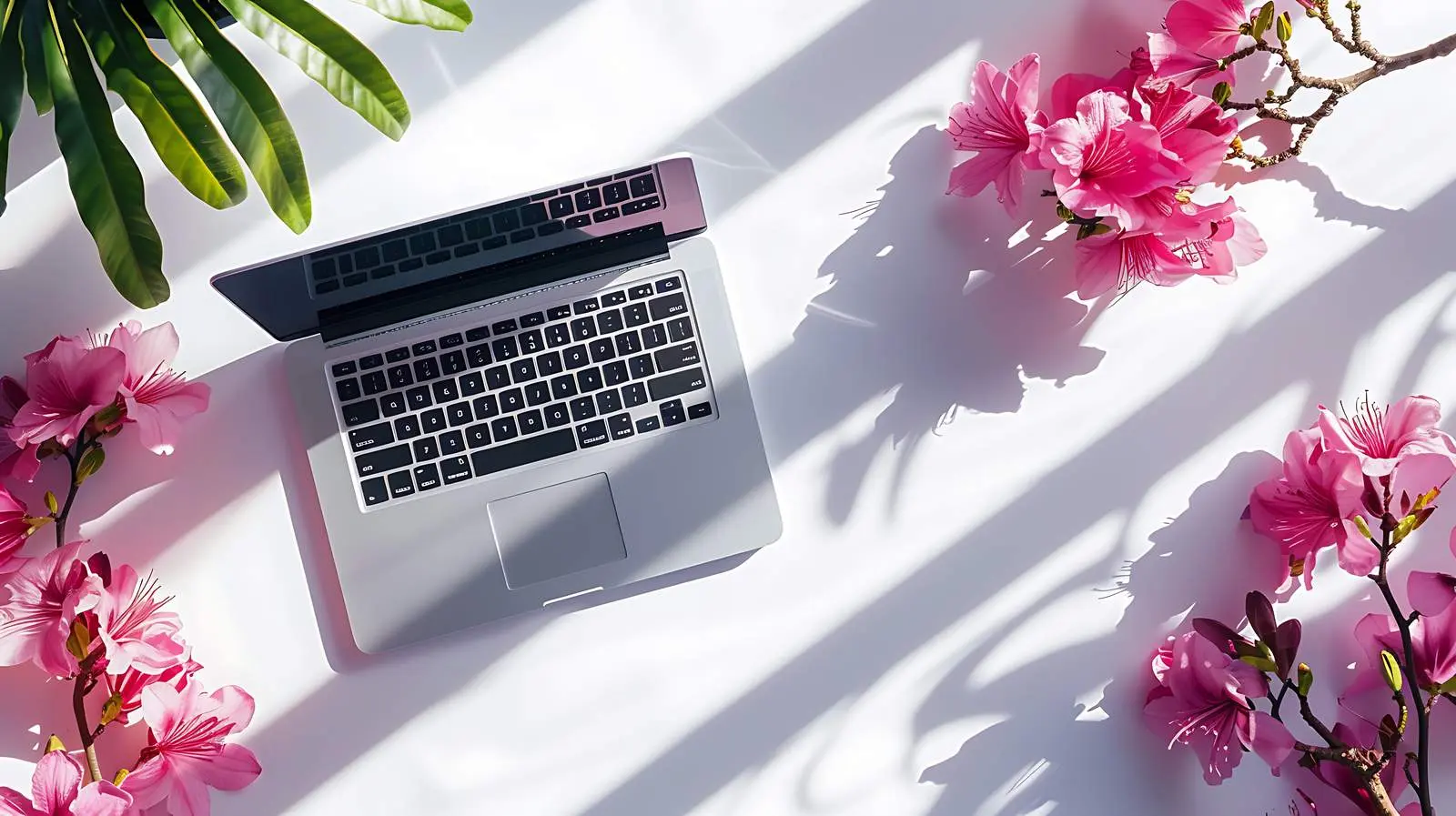 Notebook and Laptop with Flower in Sunlight — free download from Dotvec