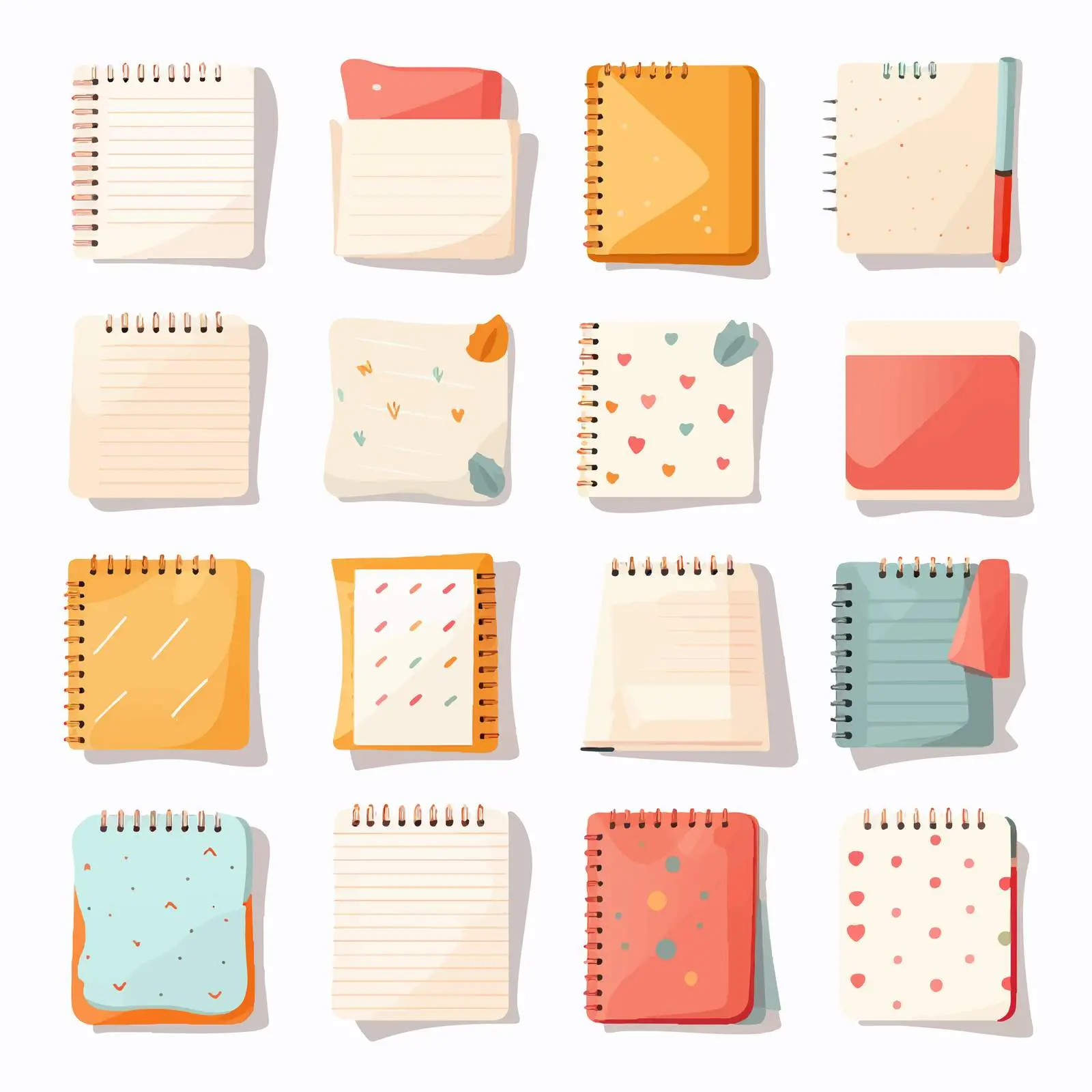 Scattered Notebooks and Pens Vector Illustration — free download from Dotvec