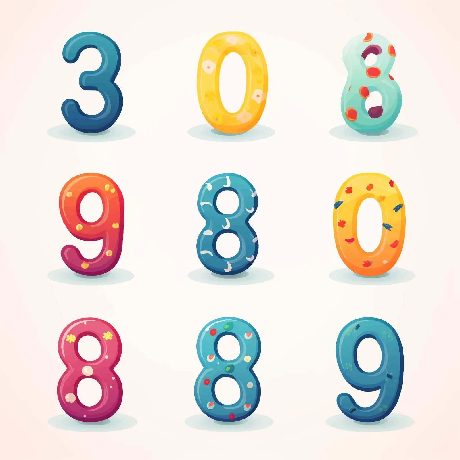 Colorful Math Symbols and Numbers 0-9 Illustration — free download from Dotvec
