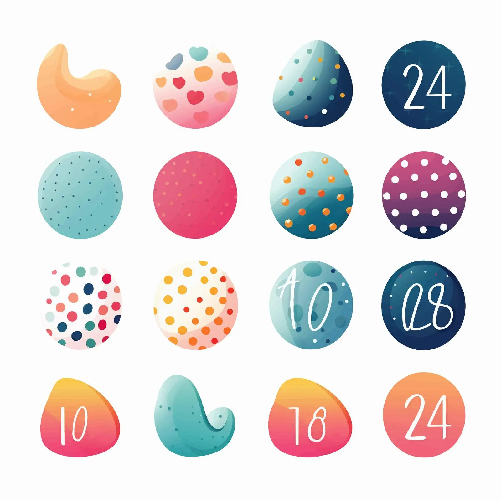 Cute Bold Colored Baby Style Numbers — free download from Dotvec