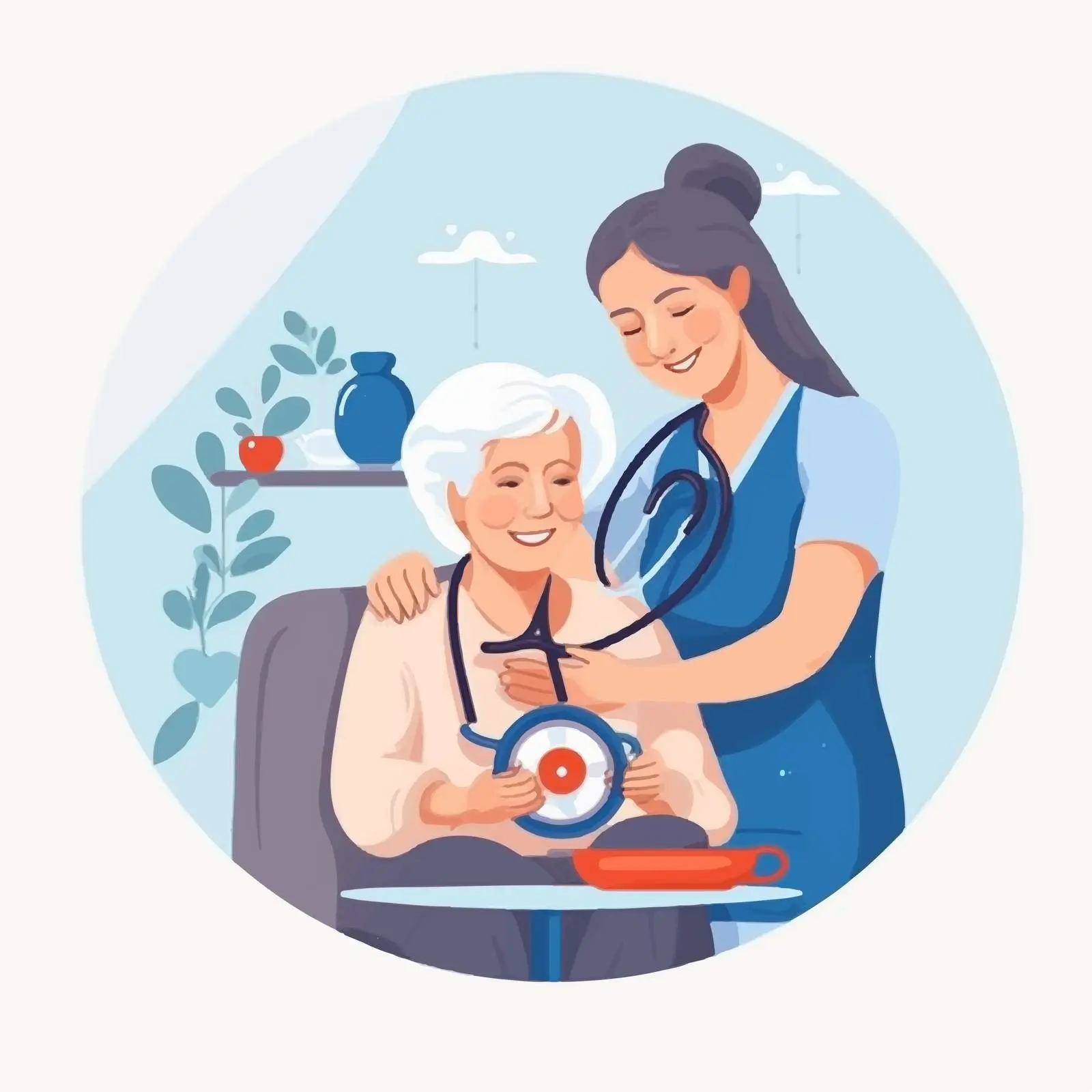 Nurse Measuring Blood Pressure of Elderly Woman — free download from Dotvec