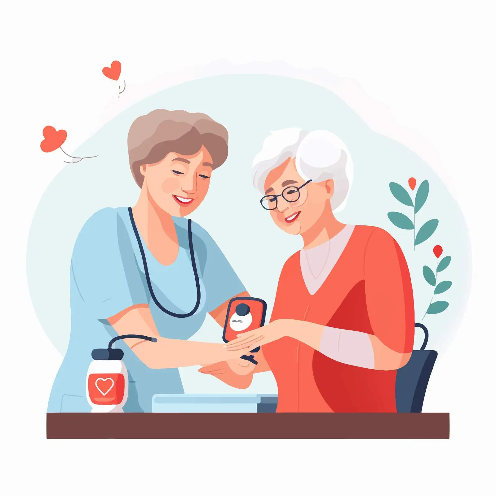 Nurse Measuring Blood Pressure of Elderly Woman – free health screening image from Dotvec