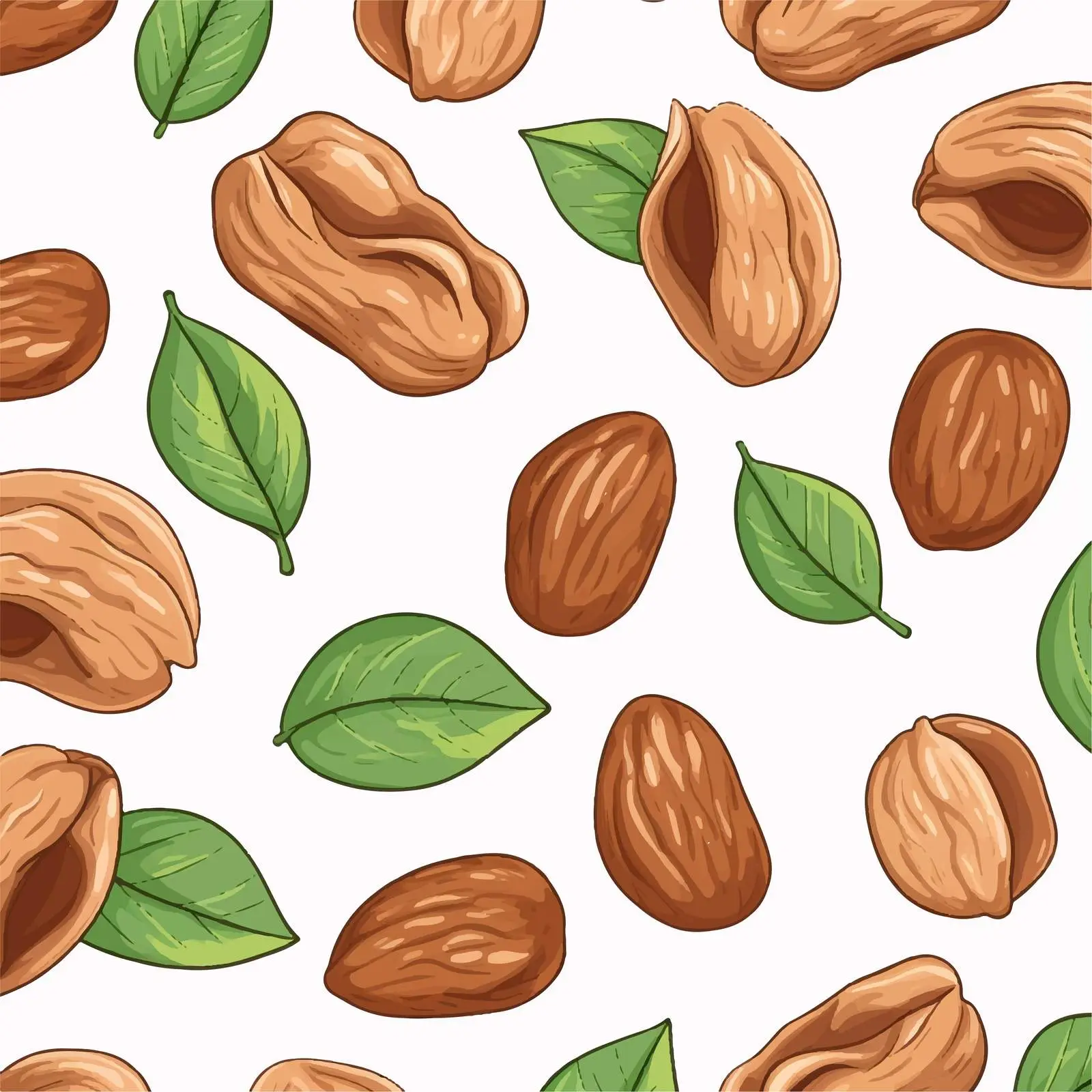 Hand-Drawn Colorful Nut Pattern on White Background — free download from Dotvec