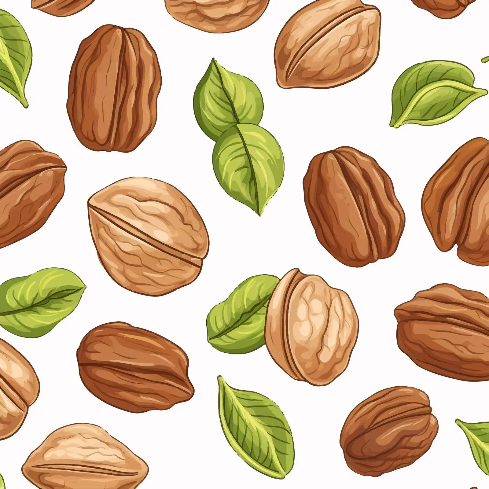Colorful Hand-Drawn Nut Pattern on White Background — free download from Dotvec