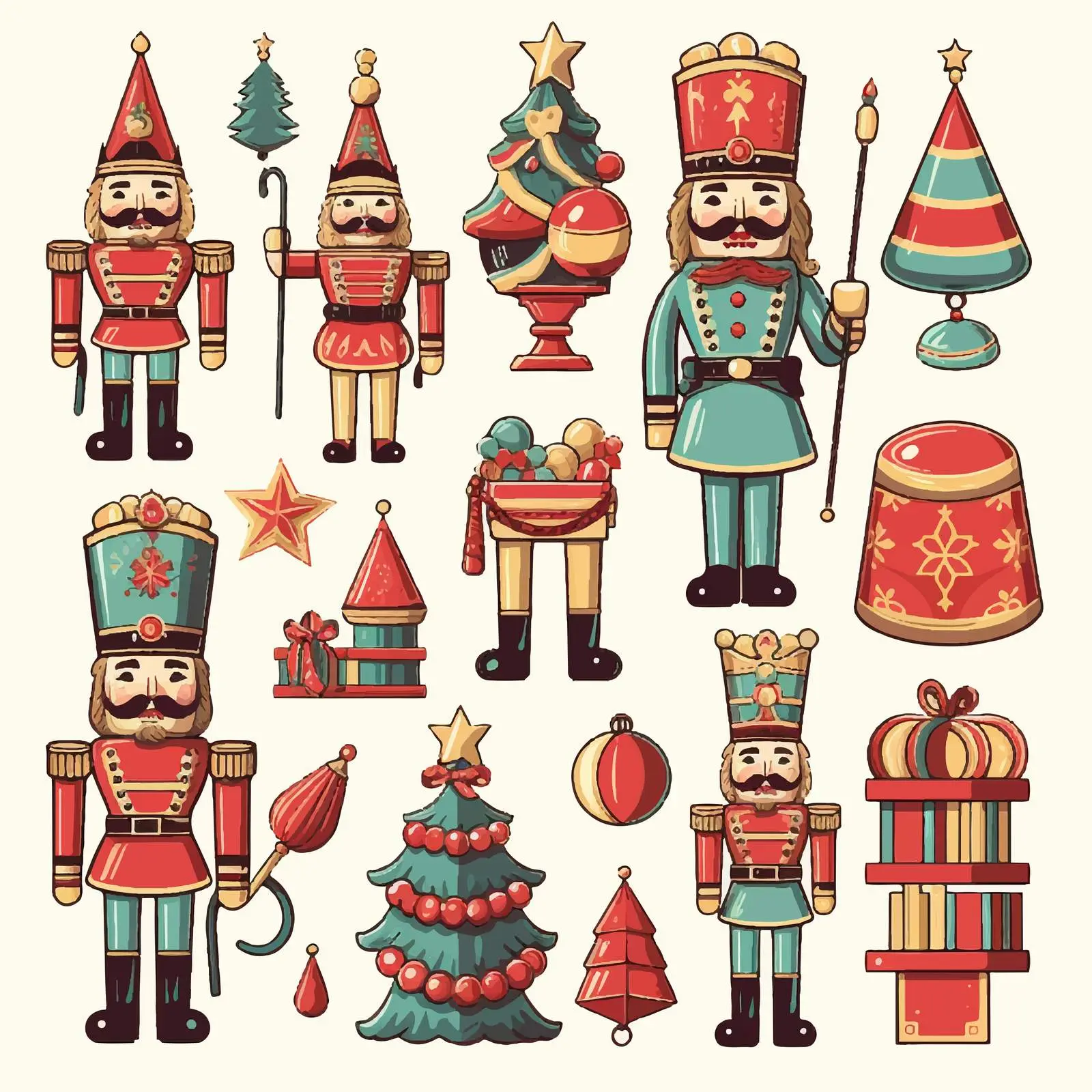 Vintage Nutcracker Christmas Clip Art Stickers — free download from Dotvec