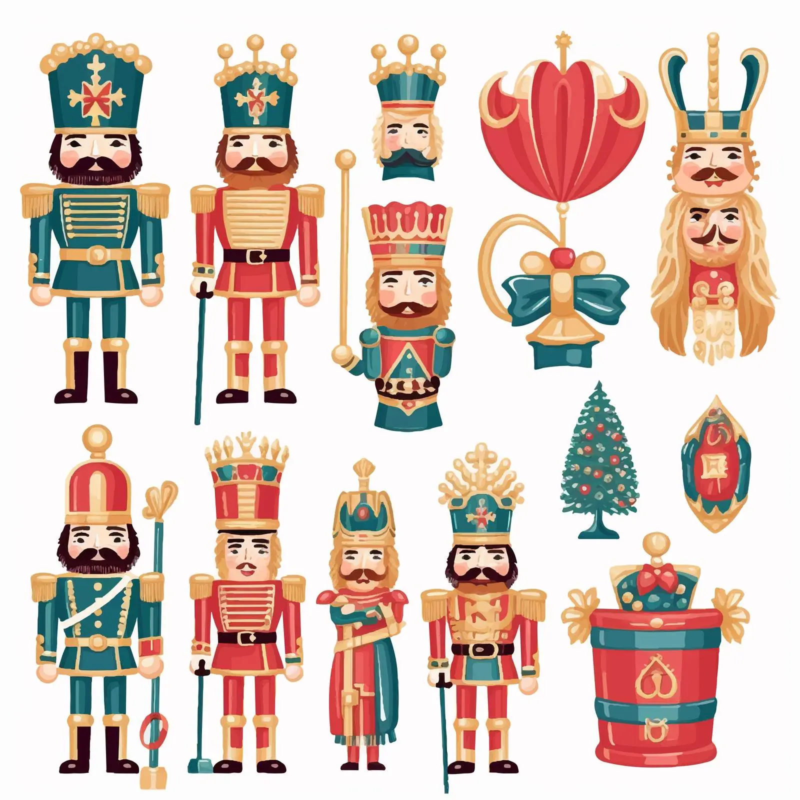 Vintage Nutcracker Christmas Clip Art Stickers – free vintage toys image from Dotvec