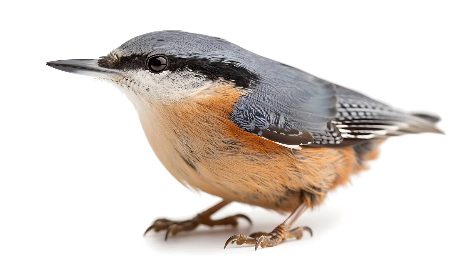 Detailed Nuthatch Bird Close-Up on White — free download from Dotvec