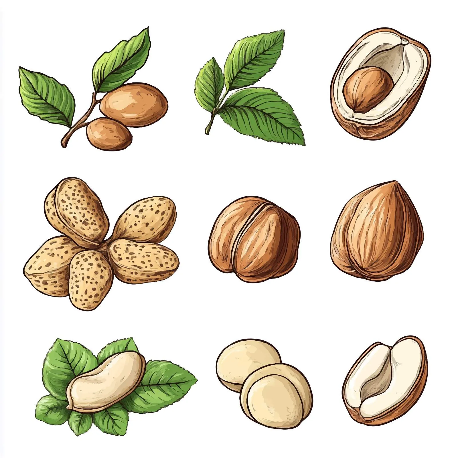 Raw Walnuts and Hazelnuts on Branches — free download from Dotvec