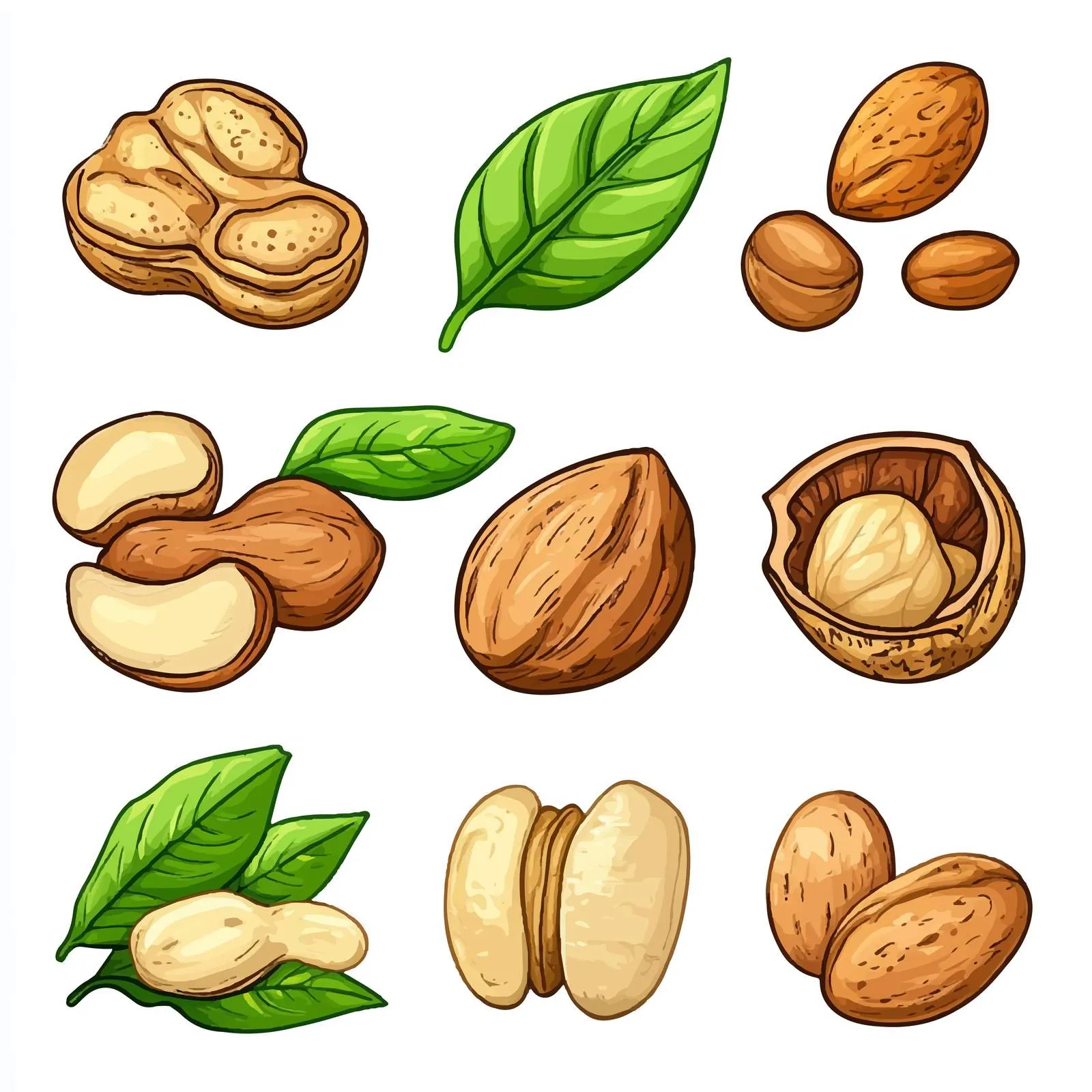 Nuts and Fruits on Branches - Raw Walnuts and Hazelnuts — free download from Dotvec