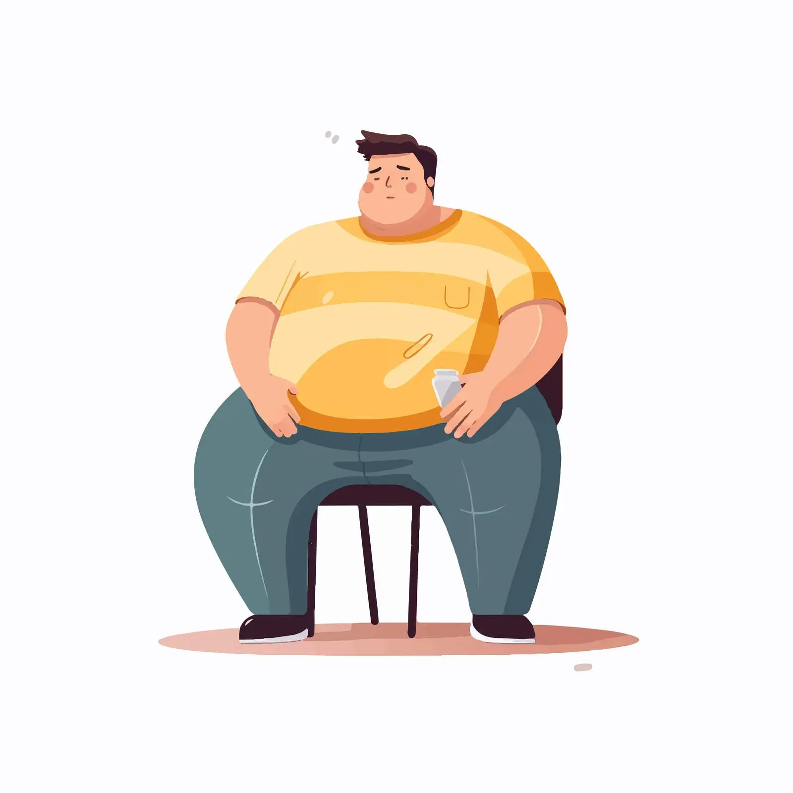 Obese Young Man Sitting on Chair Concept — free download from Dotvec