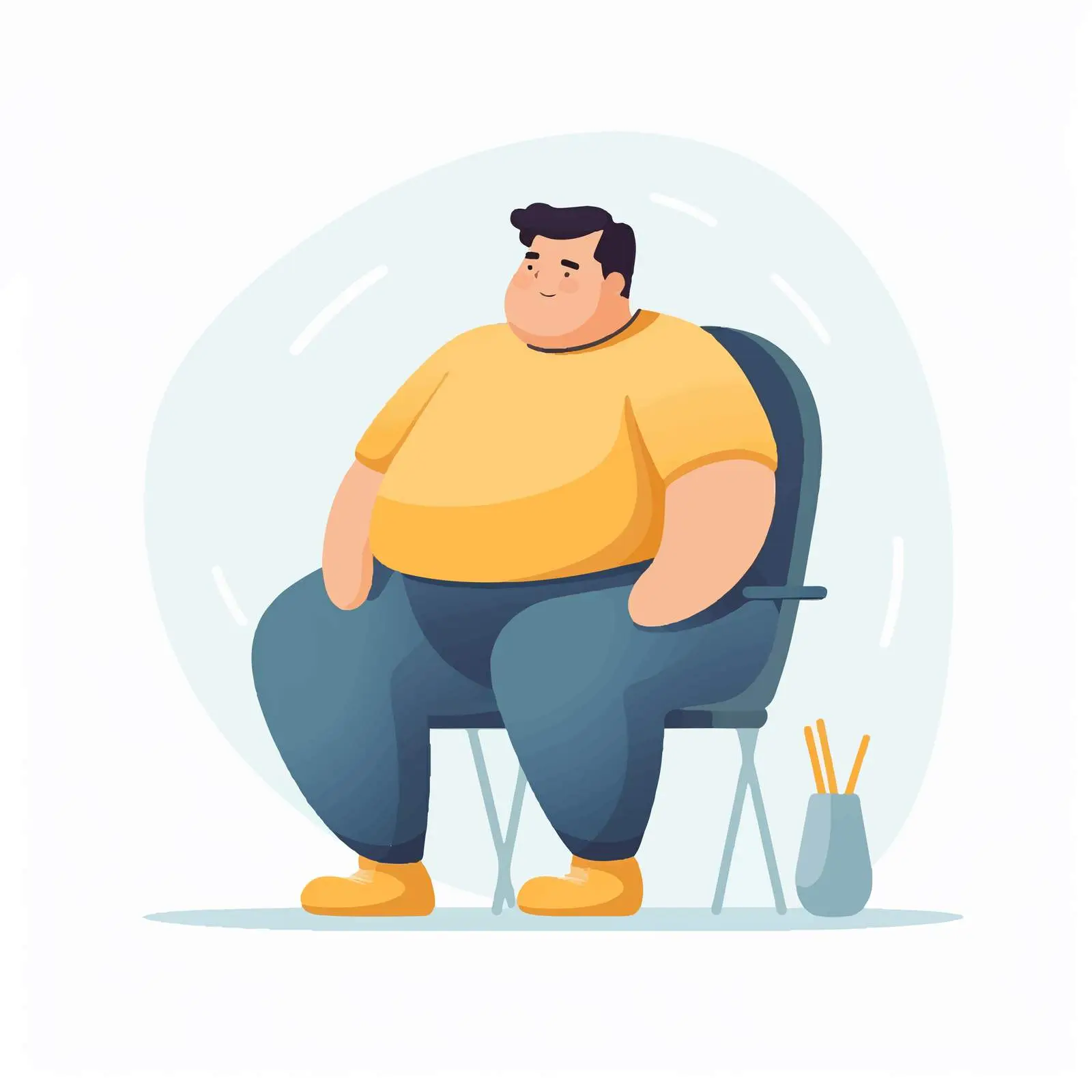 Obese Young Man Sitting on Chair — free download from Dotvec