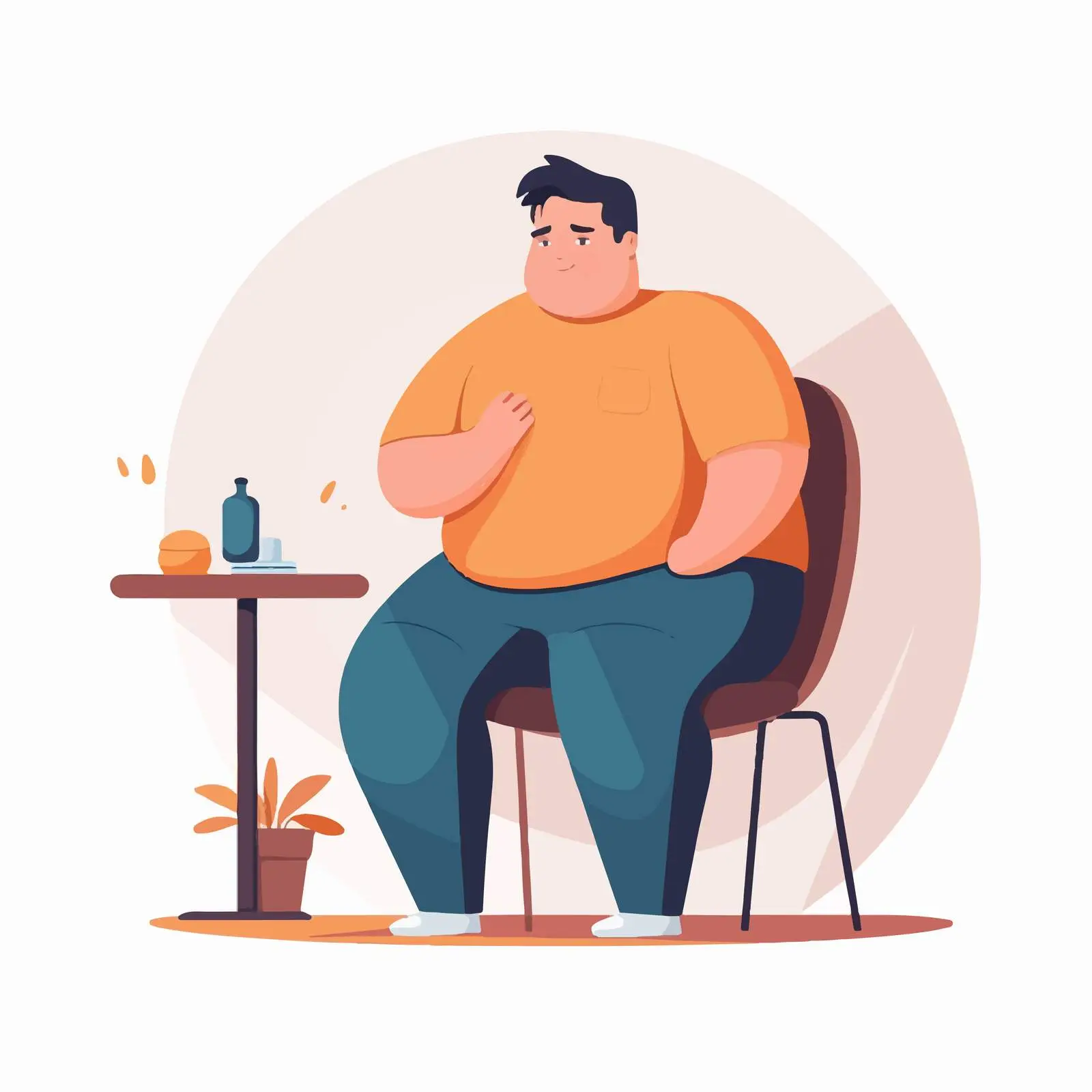 Obese Young Man Sitting on Chair — free download from Dotvec