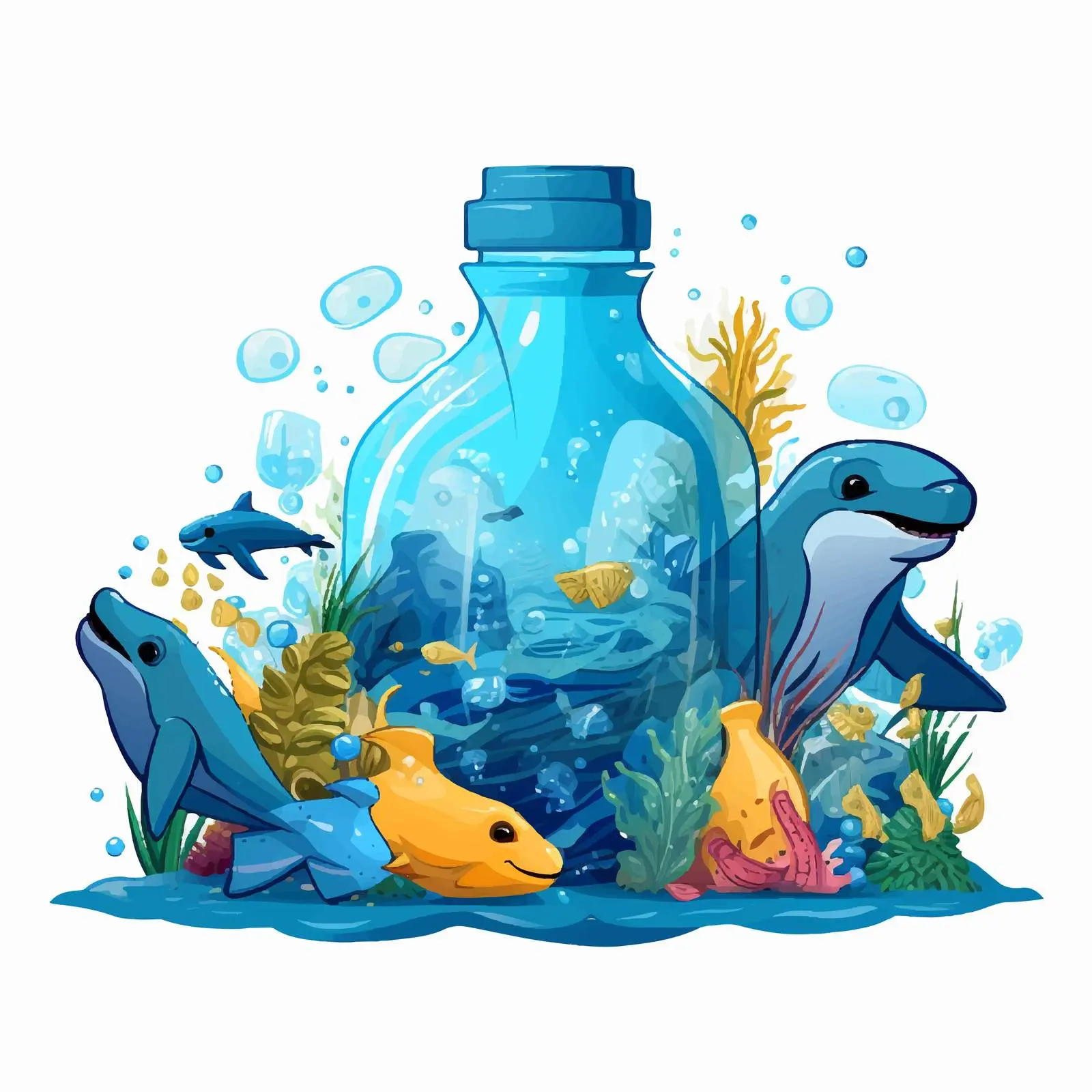 Ocean Animals from Recycled Plastic Bottle — free download from Dotvec