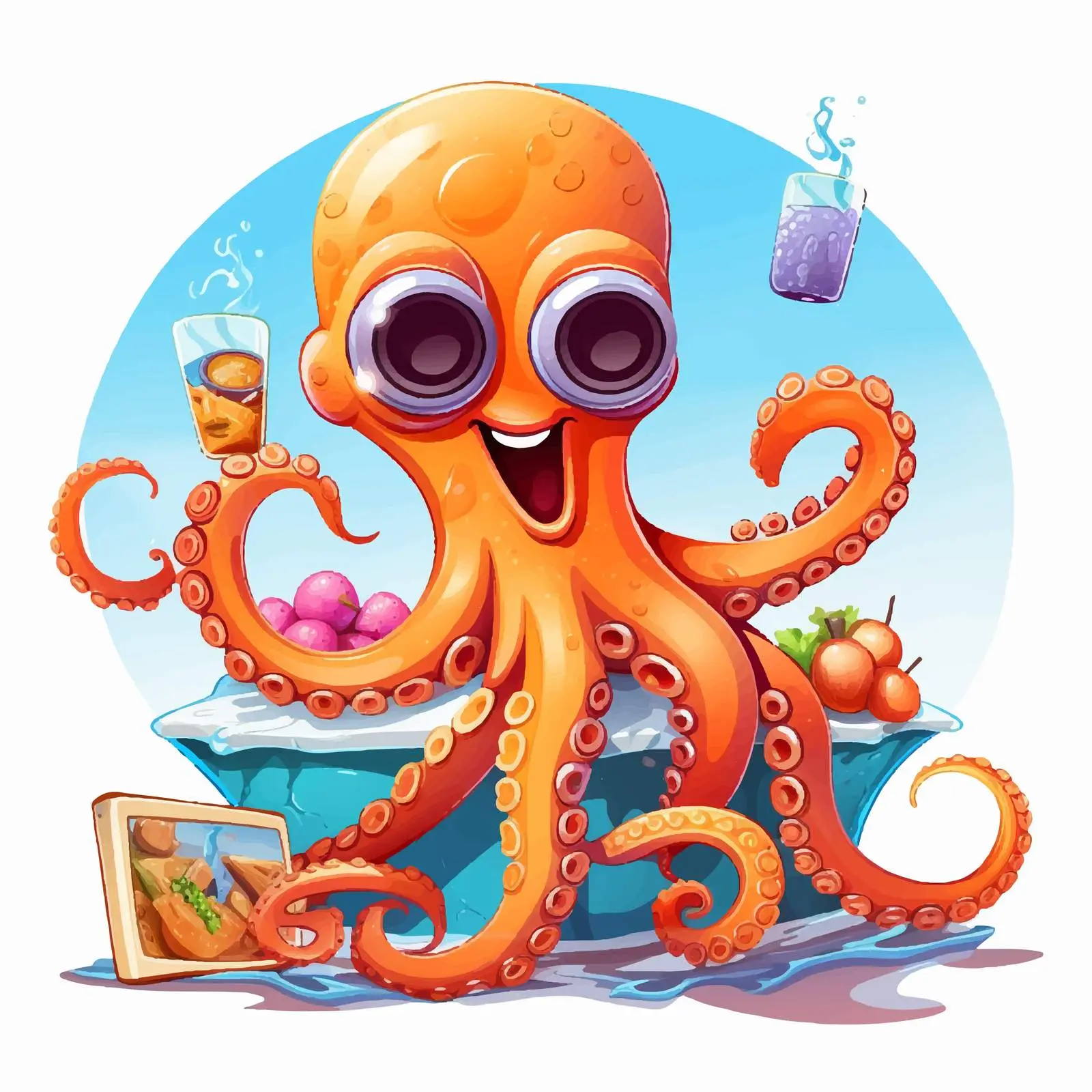 Fun Summer Cartoon Octopus and Squid Characters — free download from Dotvec