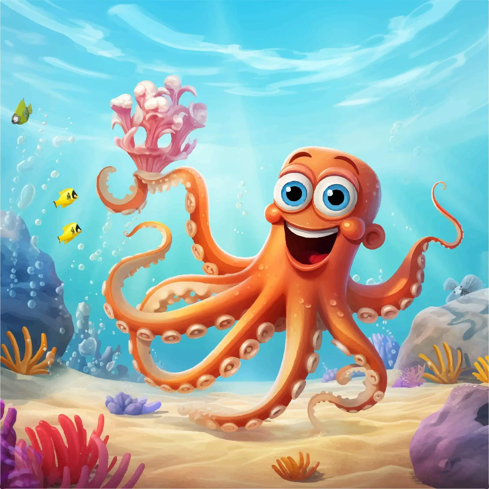 Summer Theme Cartoon Octopus and Squid Characters — free download from Dotvec